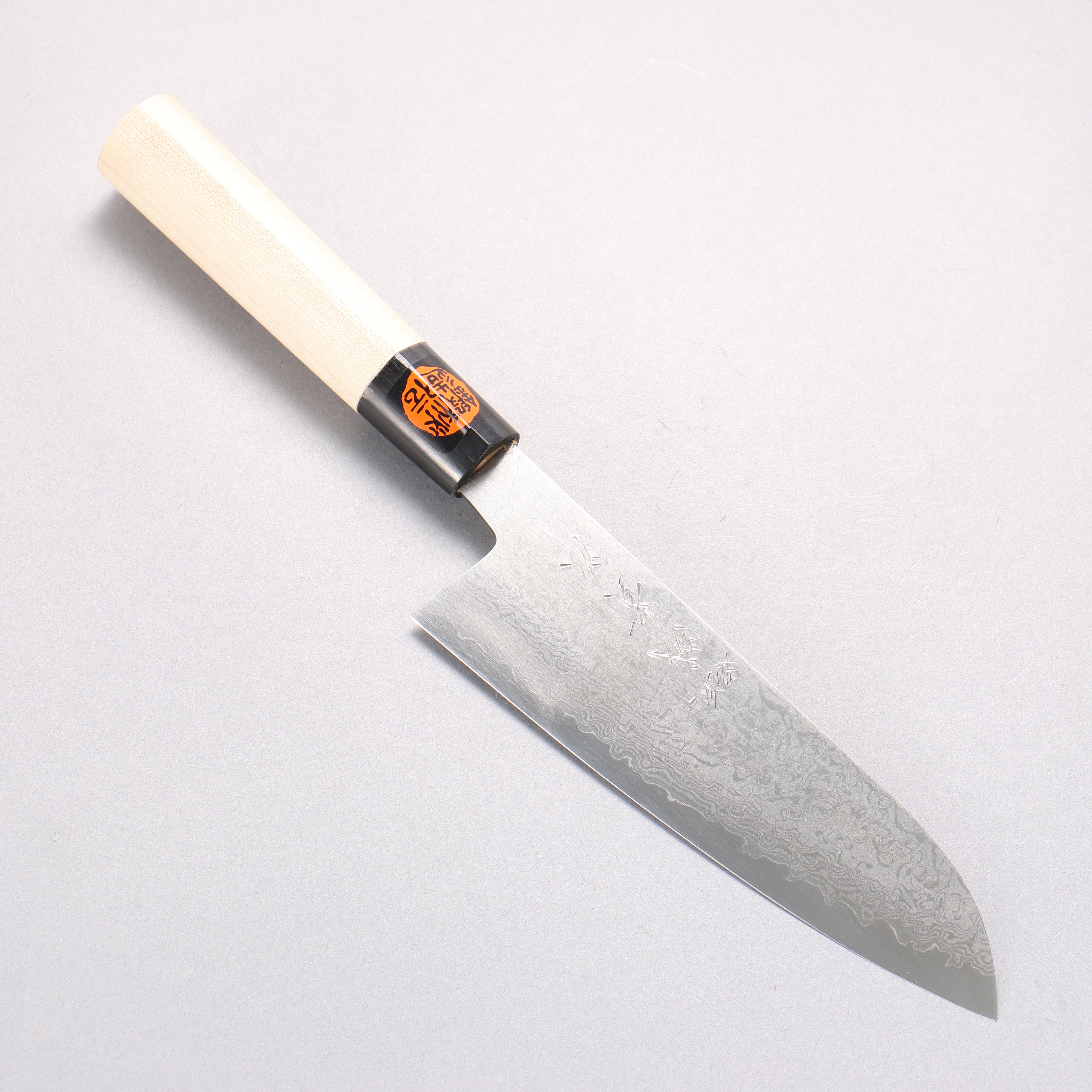 田中 誠貴 VG10 17層 大馬士革紋 三德刀 165mm 木蘭（口輪：水牛角） 握把 - 清助刃物