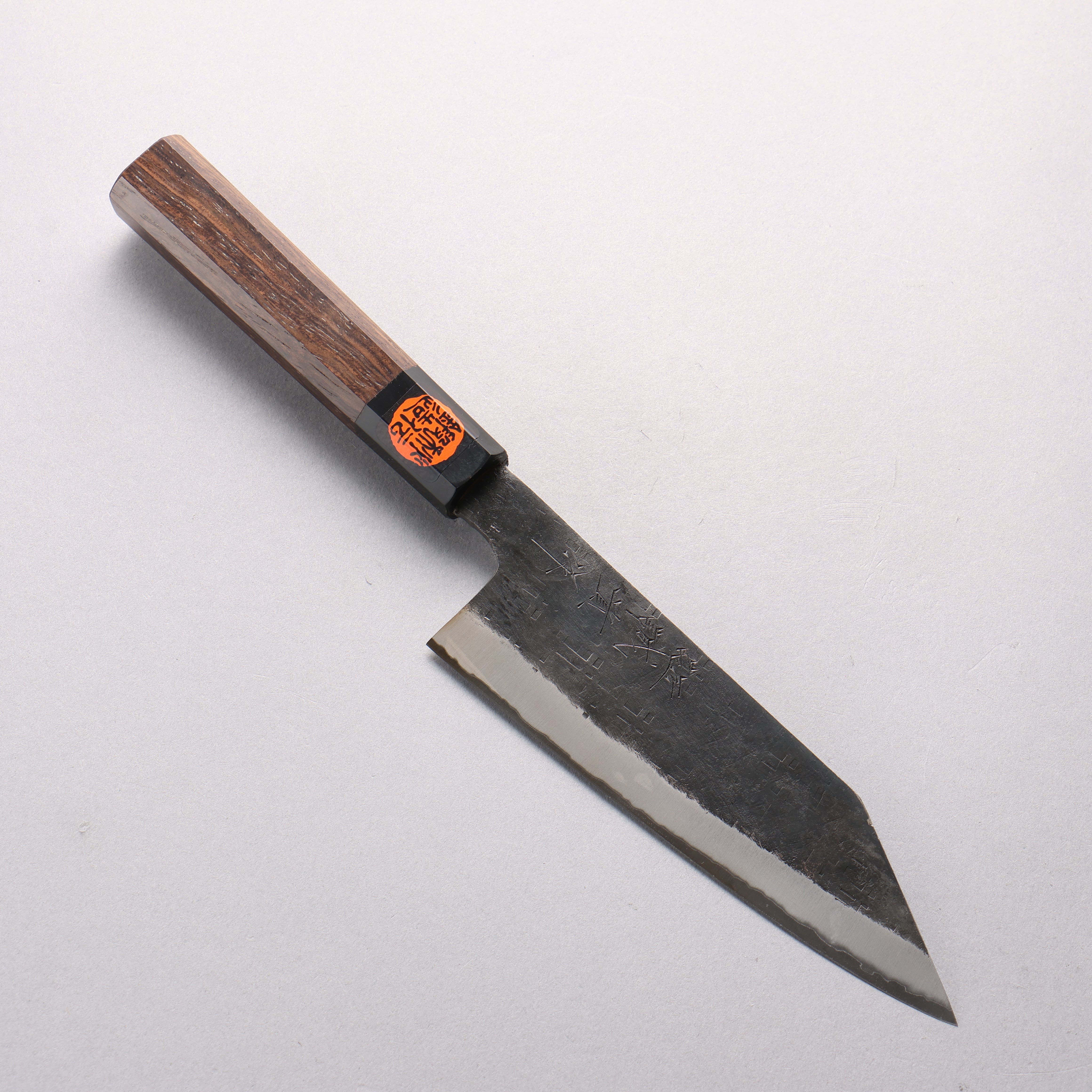 田中 誠貴 鐵火 青鋼二號 黑打 鎚目 (角) 切付三德刀 165mm 核桃木 握把 - 清助刃物