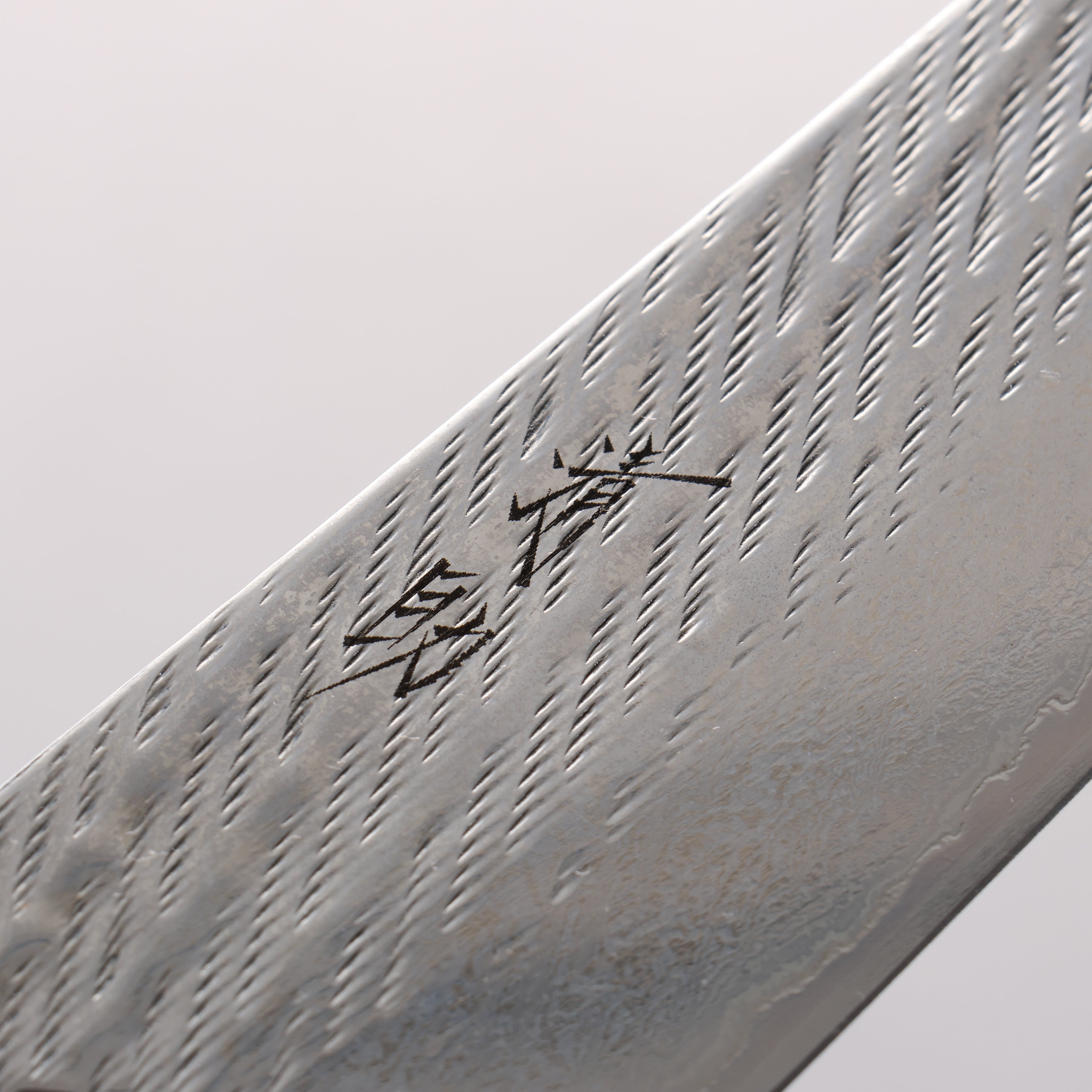 清助 銀三鋼 大馬士革紋 繩索紋樣 牛刀 210mm 黑檀 (口輪：黑水牛角) 握把 - 清助刃物