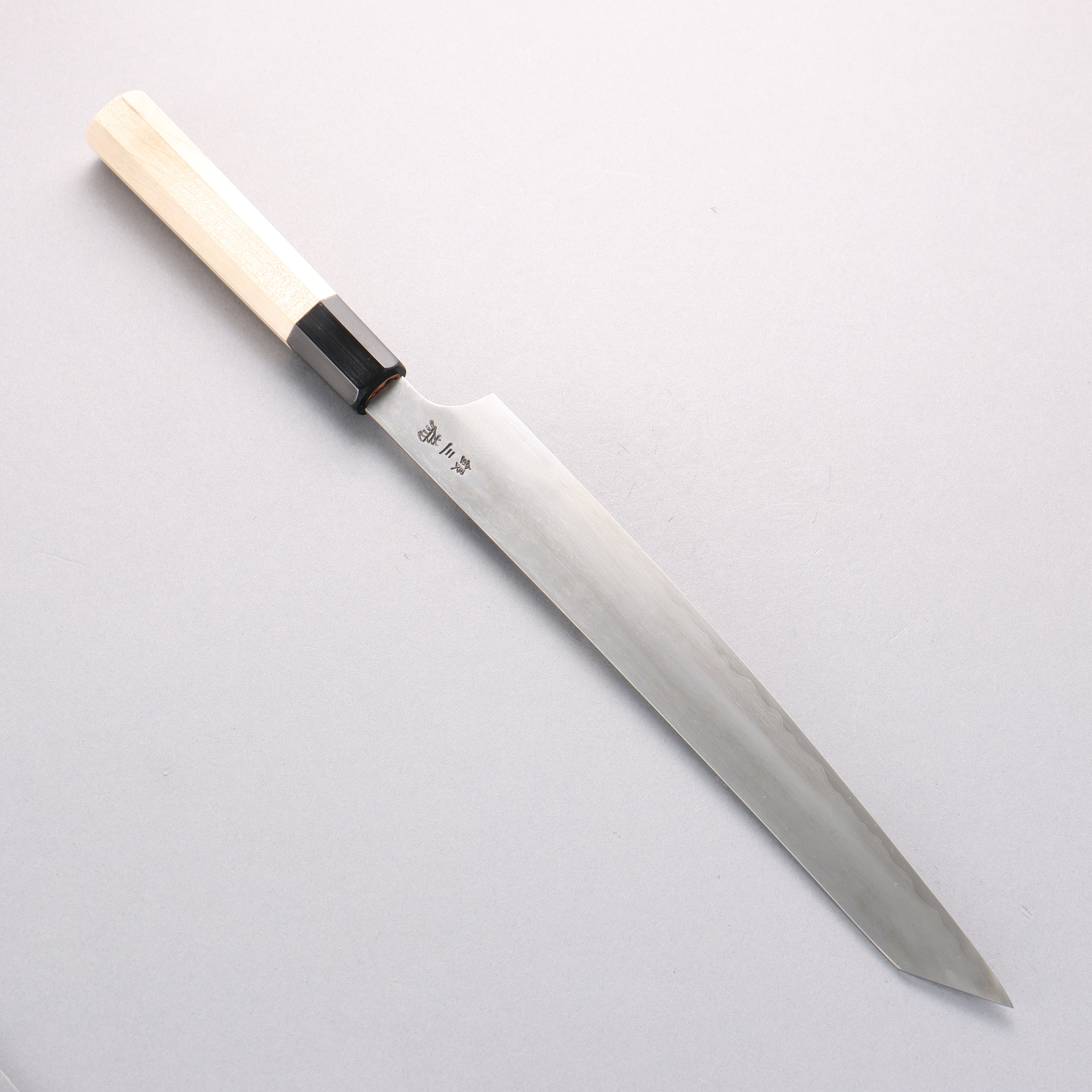 堺 孝行 銀三鋼 大馬士革紋 劍型柳刃 270mm 握把 - 清助刃物
