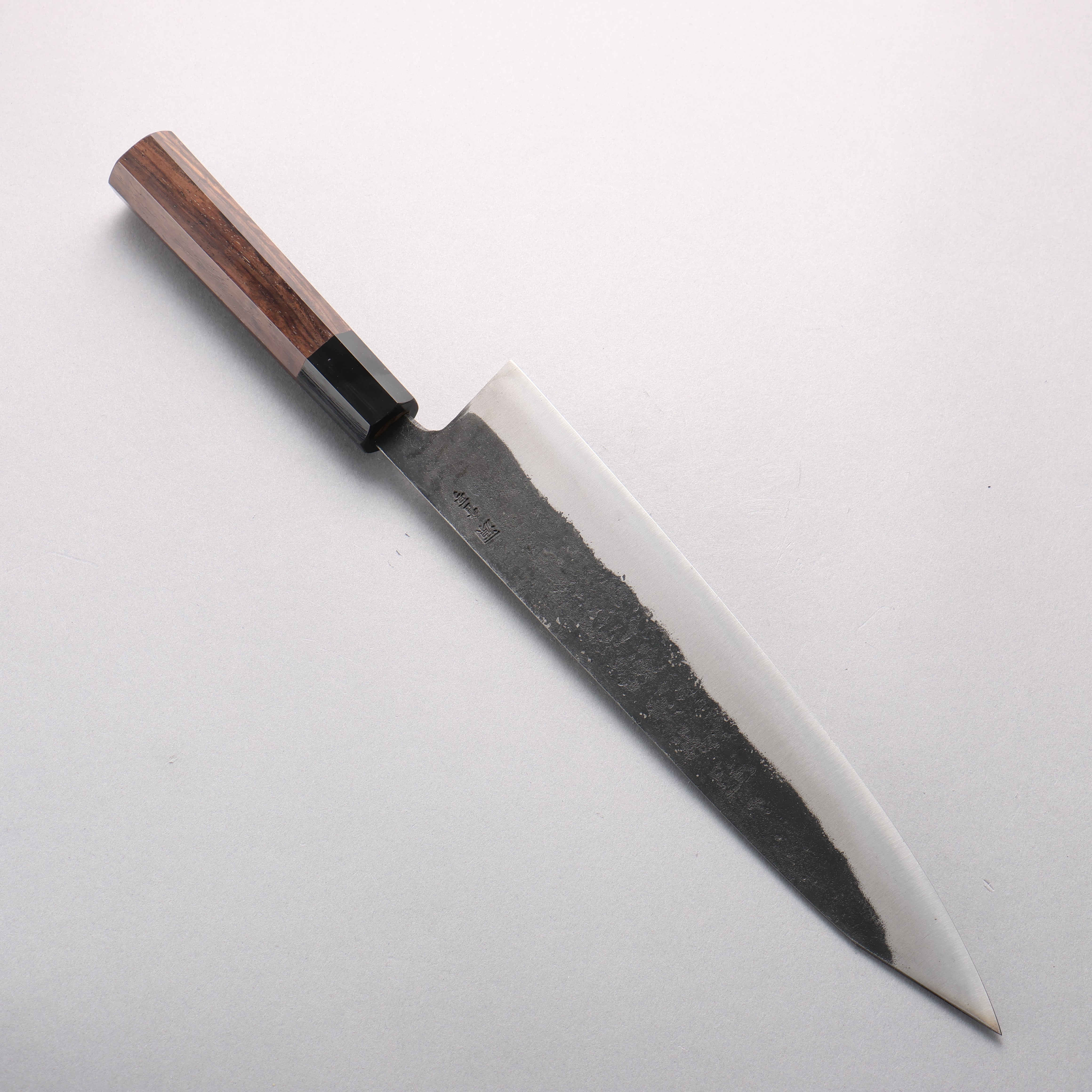 田中 誠貴 鐵火 青鋼二號 黑打 鎚目 (角) 切付牛刀 270mm 核桃木 握把 - 清助刃物