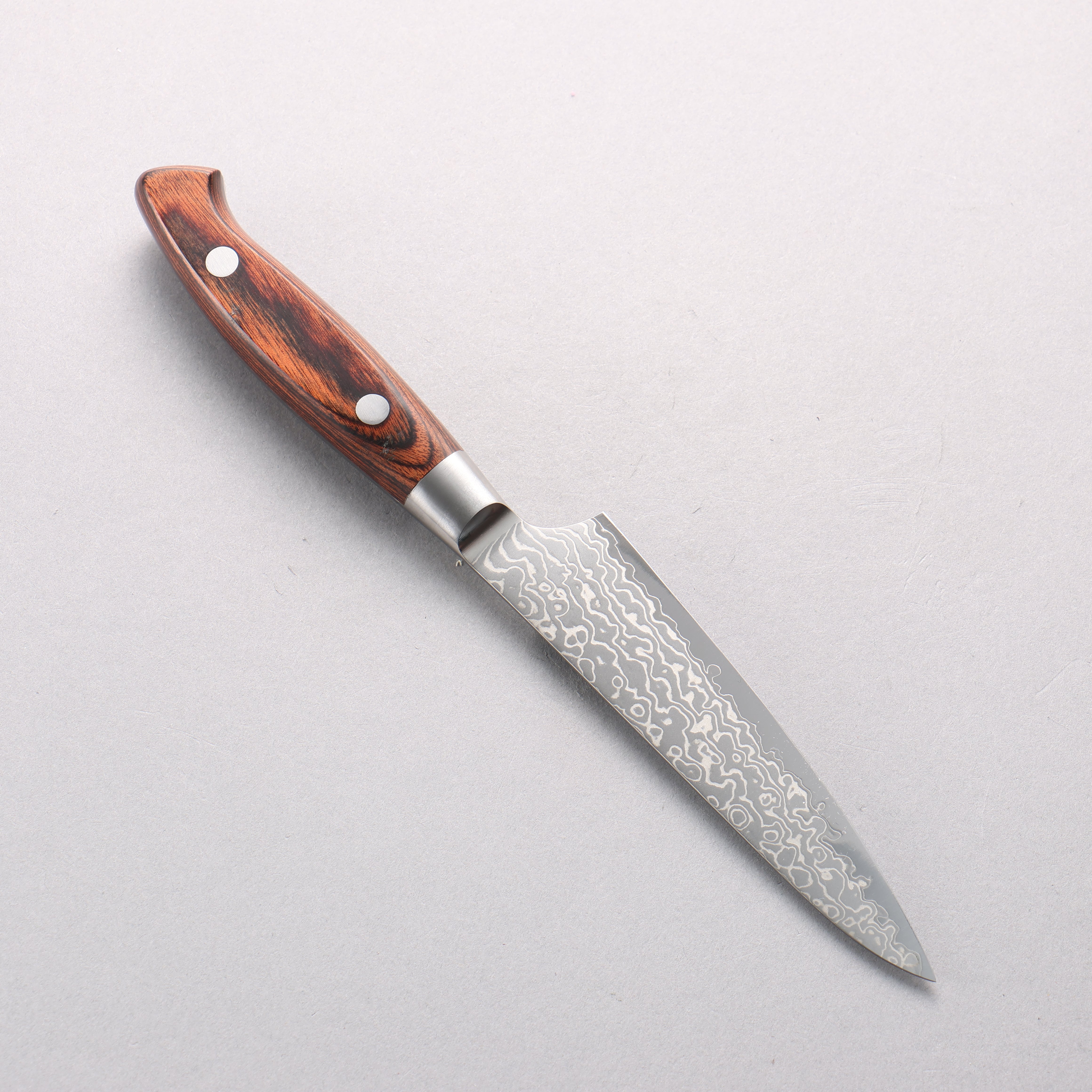 佳人 超級青鋼 大馬士革紋 多用途小刀 120mm 桃花心木 握把 - 清助刃物