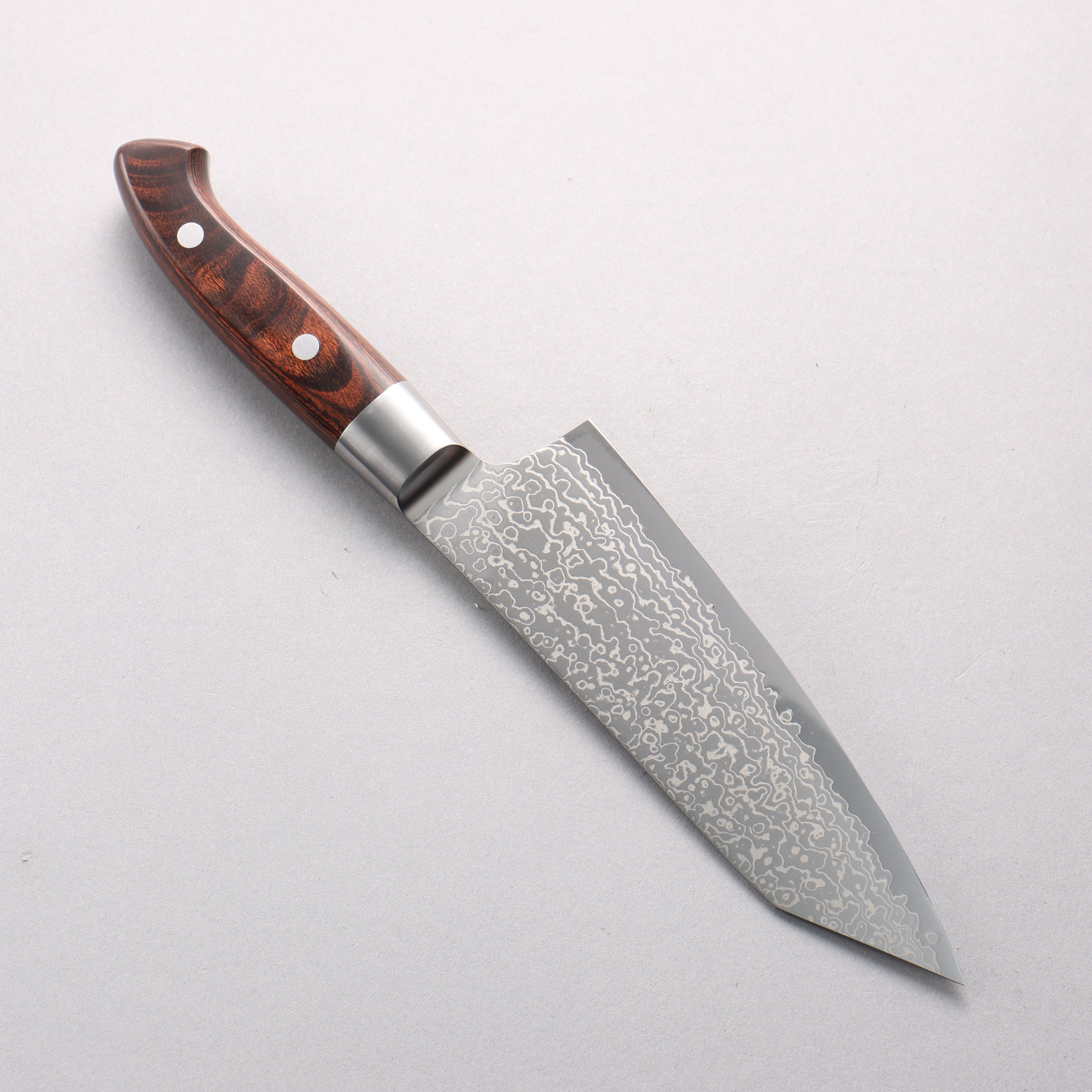 佳人 超級青鋼 大馬士革紋 切付三德刀 180mm 桃花心木 握把 - 清助刃物