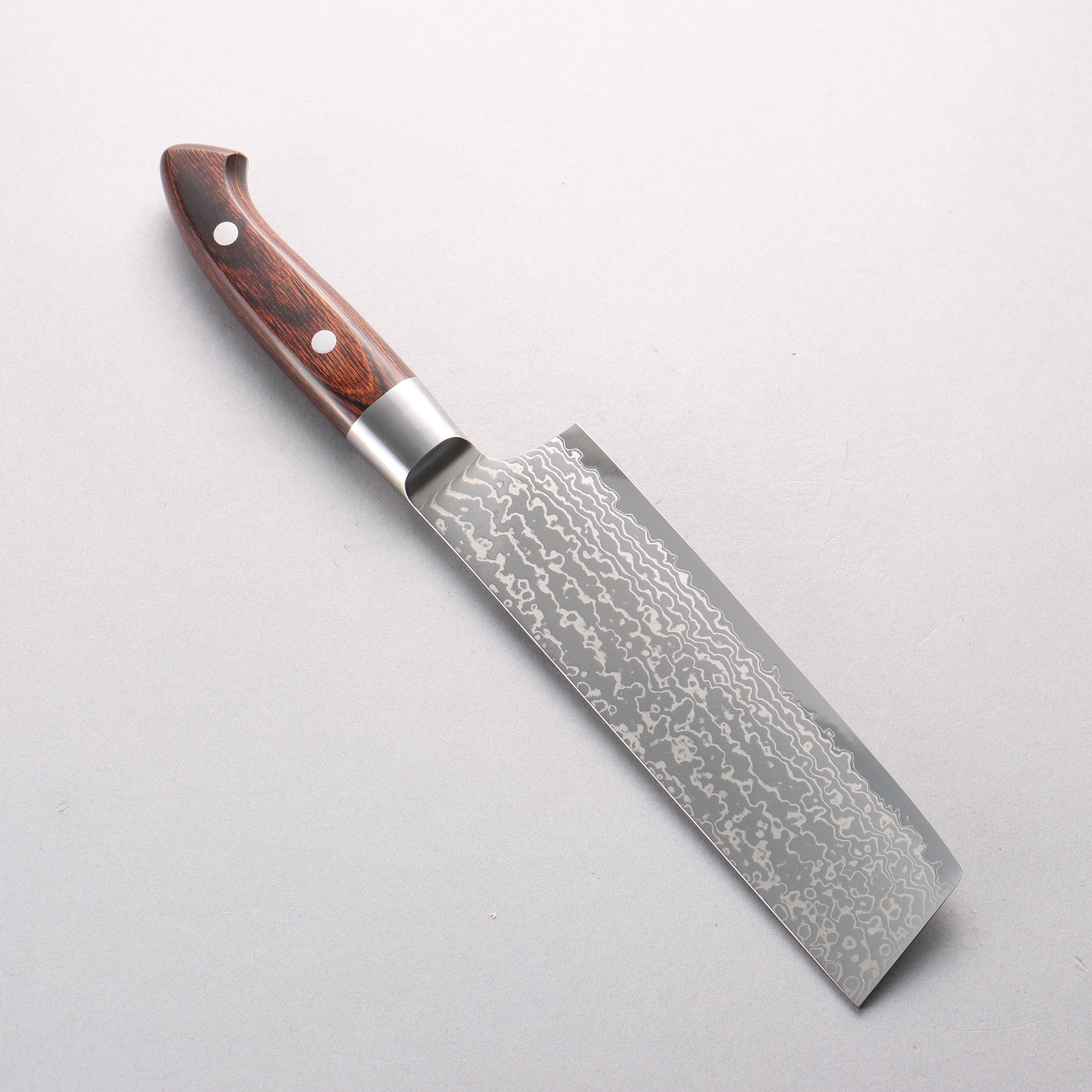 佳人 超級青鋼 大馬士革紋 菜切 175mm 桃花心木 握把 - 清助刃物