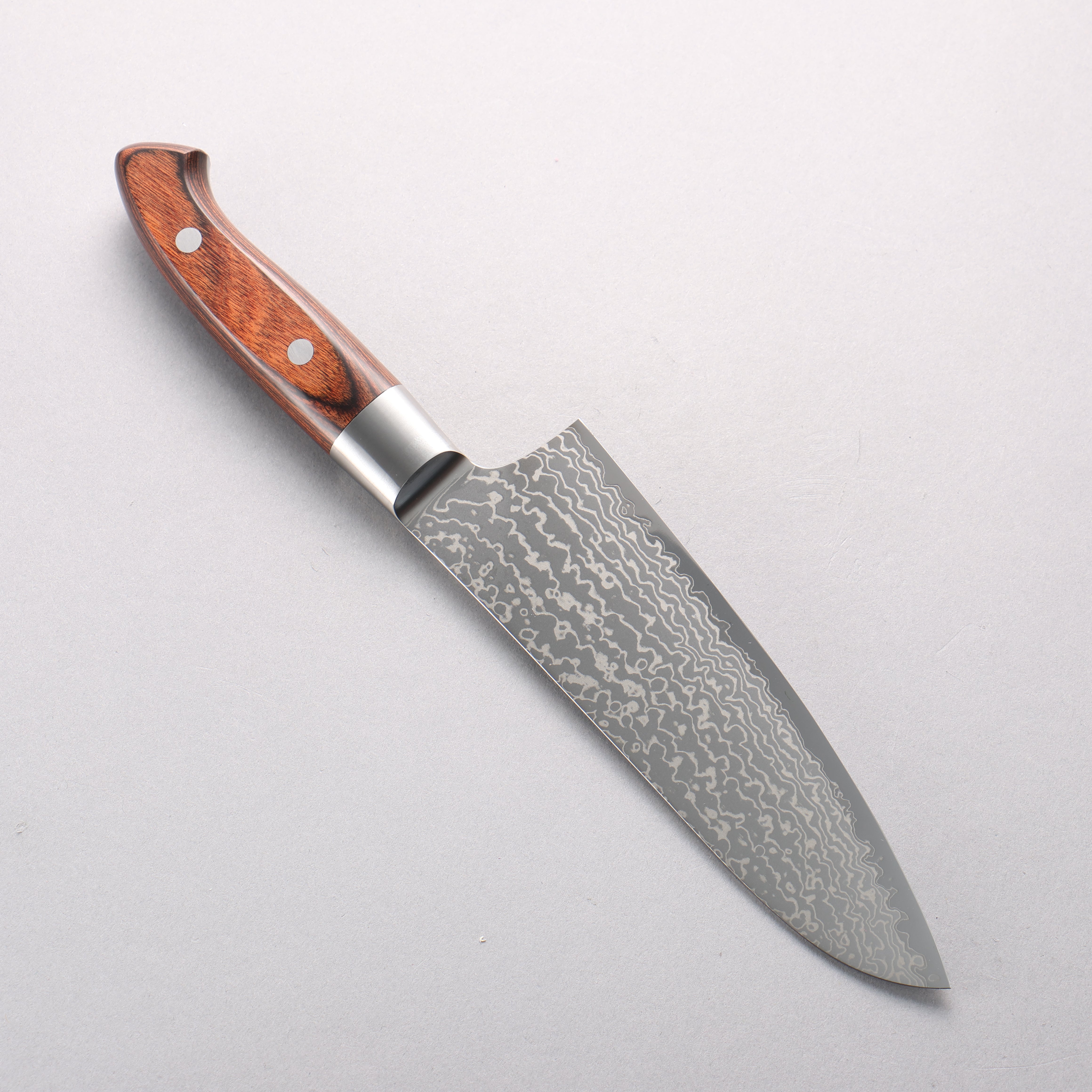 佳人 超級青鋼 大馬士革紋 三德刀 180mm 桃花心木 握把 - 清助刃物