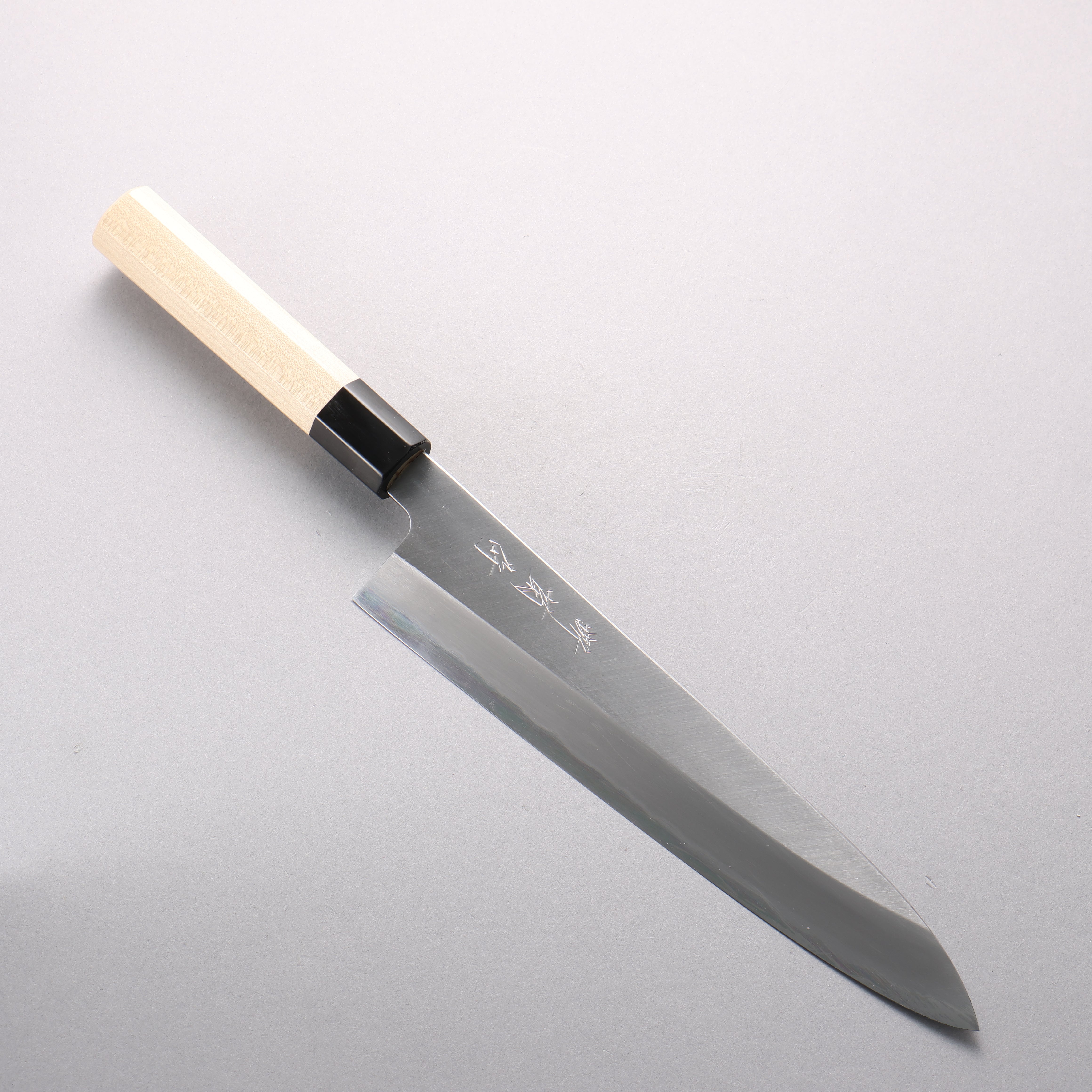 堺 菊守 白鋼一號 牛刀 240mm 木蘭（口輪：水牛角） 握把 - 清助刃物
