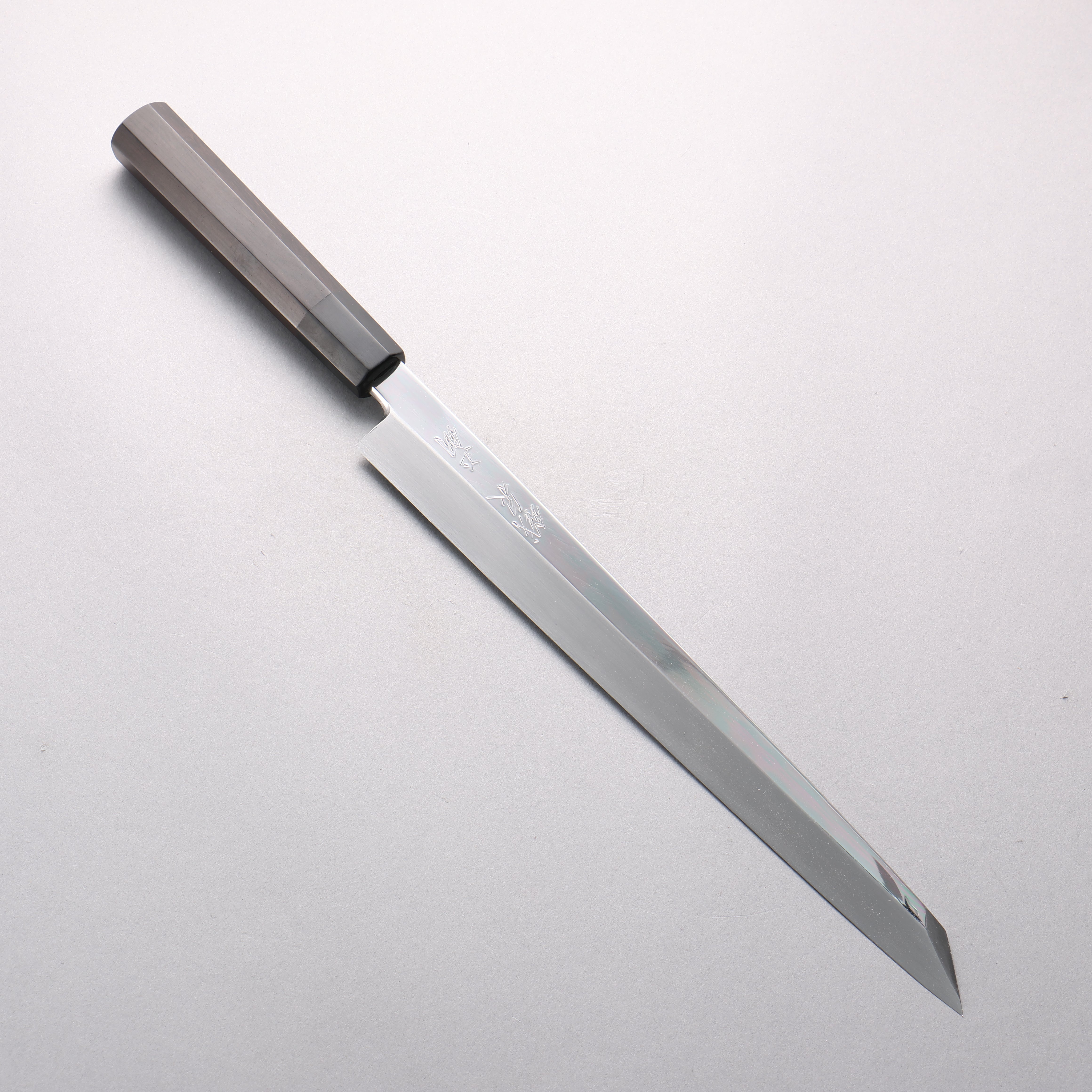 鐵泉 田中作 Tamahagane 鏡面處理 切付柳刃 300mm 黑檀 握把 附刀鞘 - 清助刃物