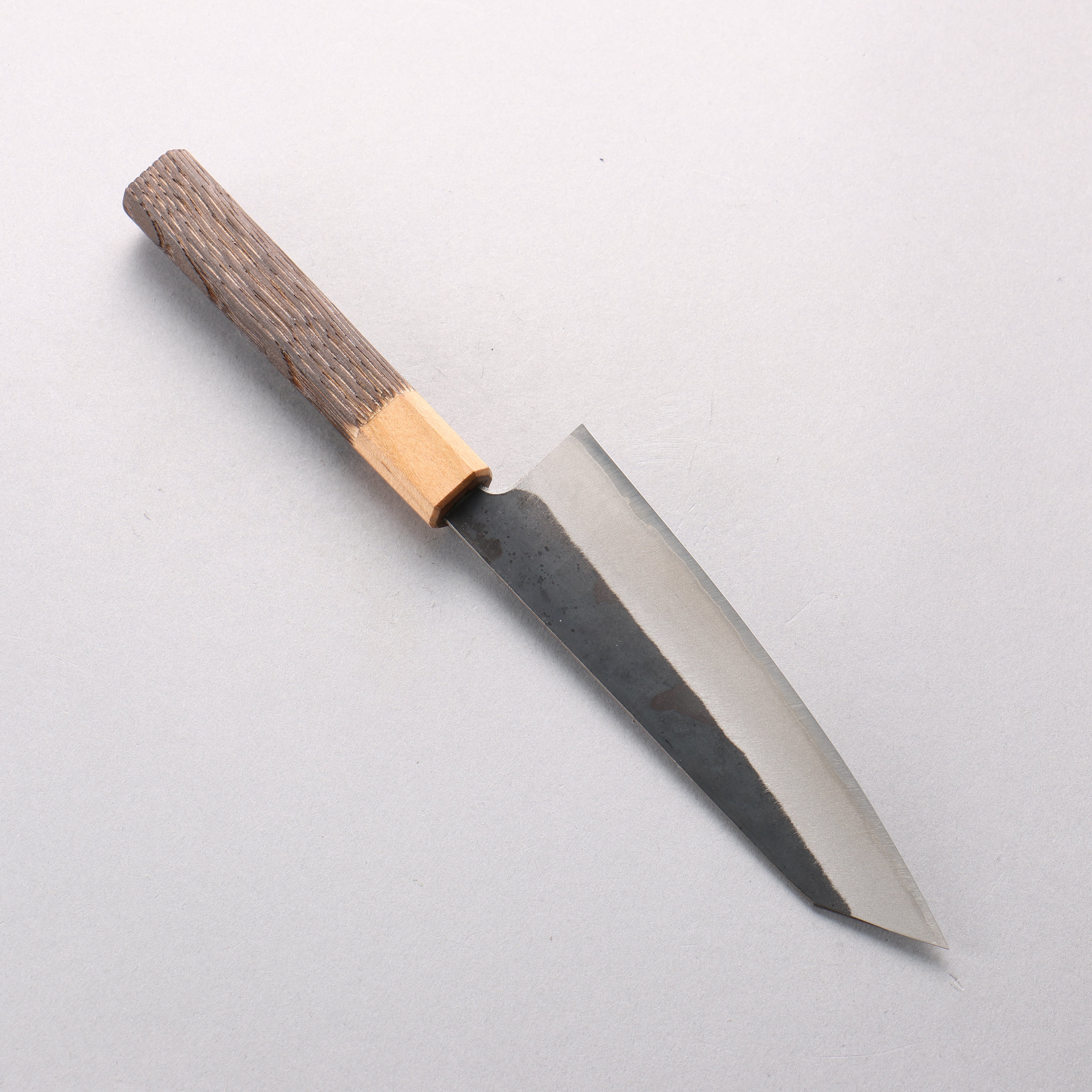 清助 青鋼二號 黑打 小文化刀 150mm 燒栗木（口輪：櫻花木） 握把 - 清助刃物