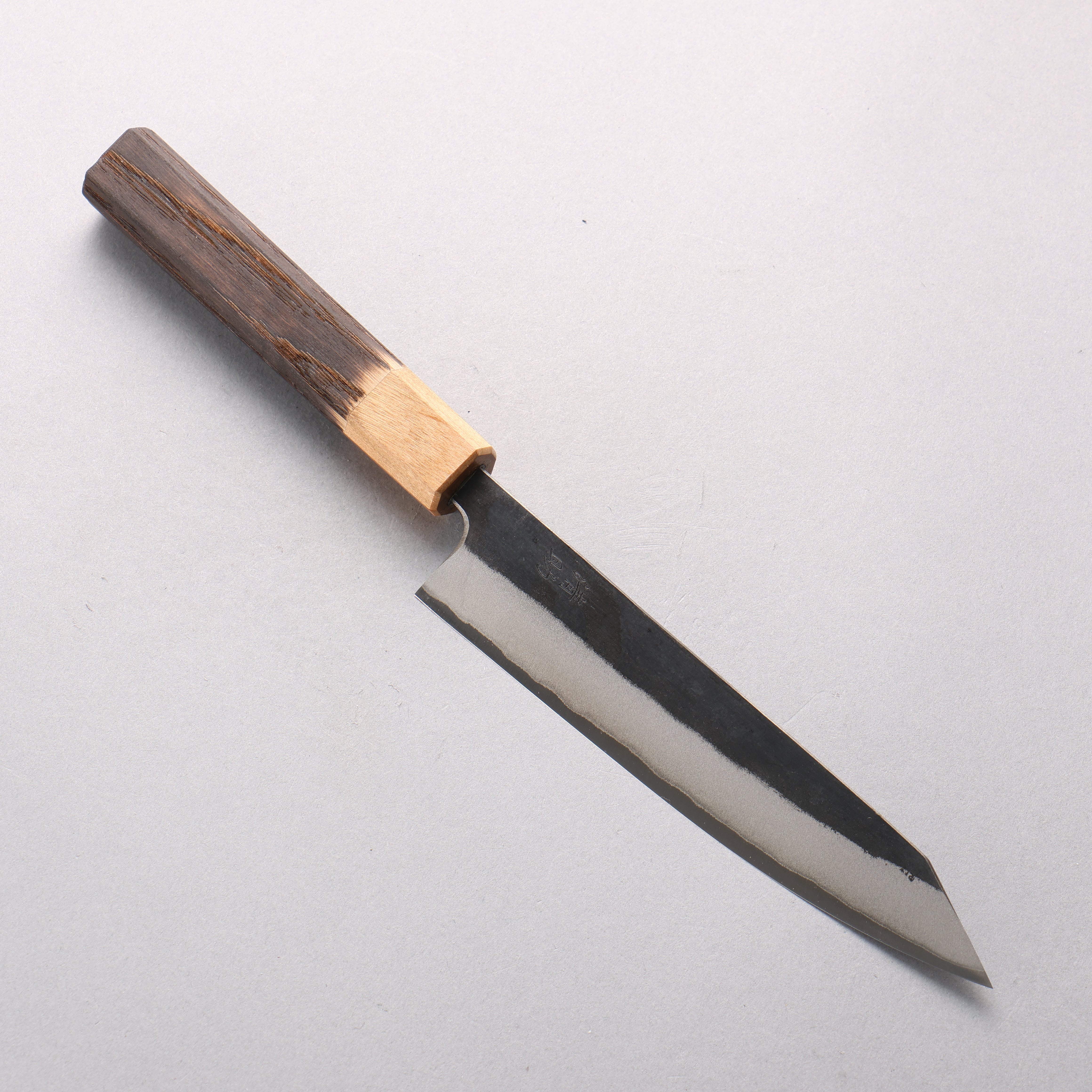 清助 青鋼二號 黑打 切付多用途小刀 150mm 燒栗木（口輪：櫻花木） 握把 - 清助刃物