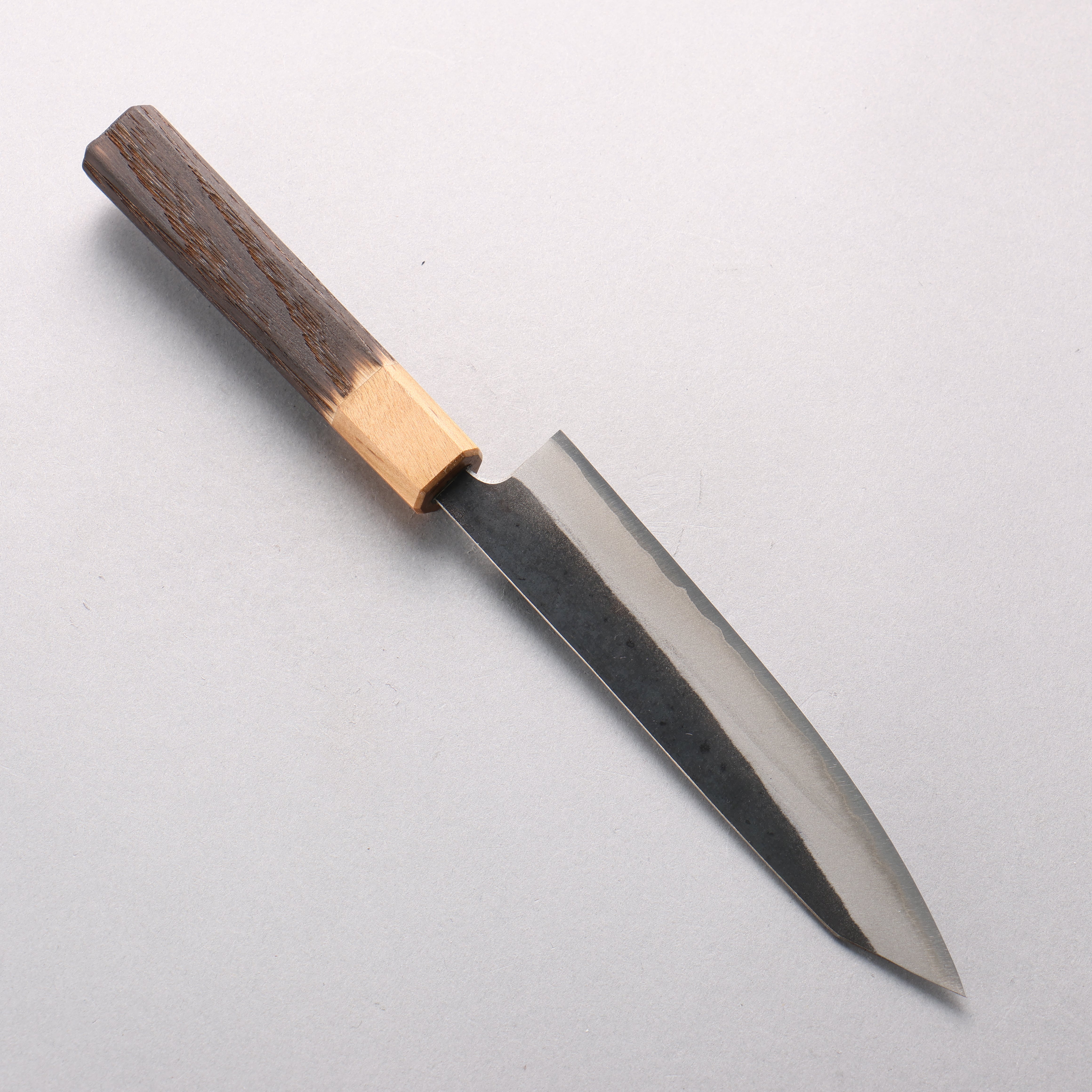清助 青鋼二號 黑打 切付多用途小刀 150mm 燒栗木（口輪：櫻花木） 握把 - 清助刃物