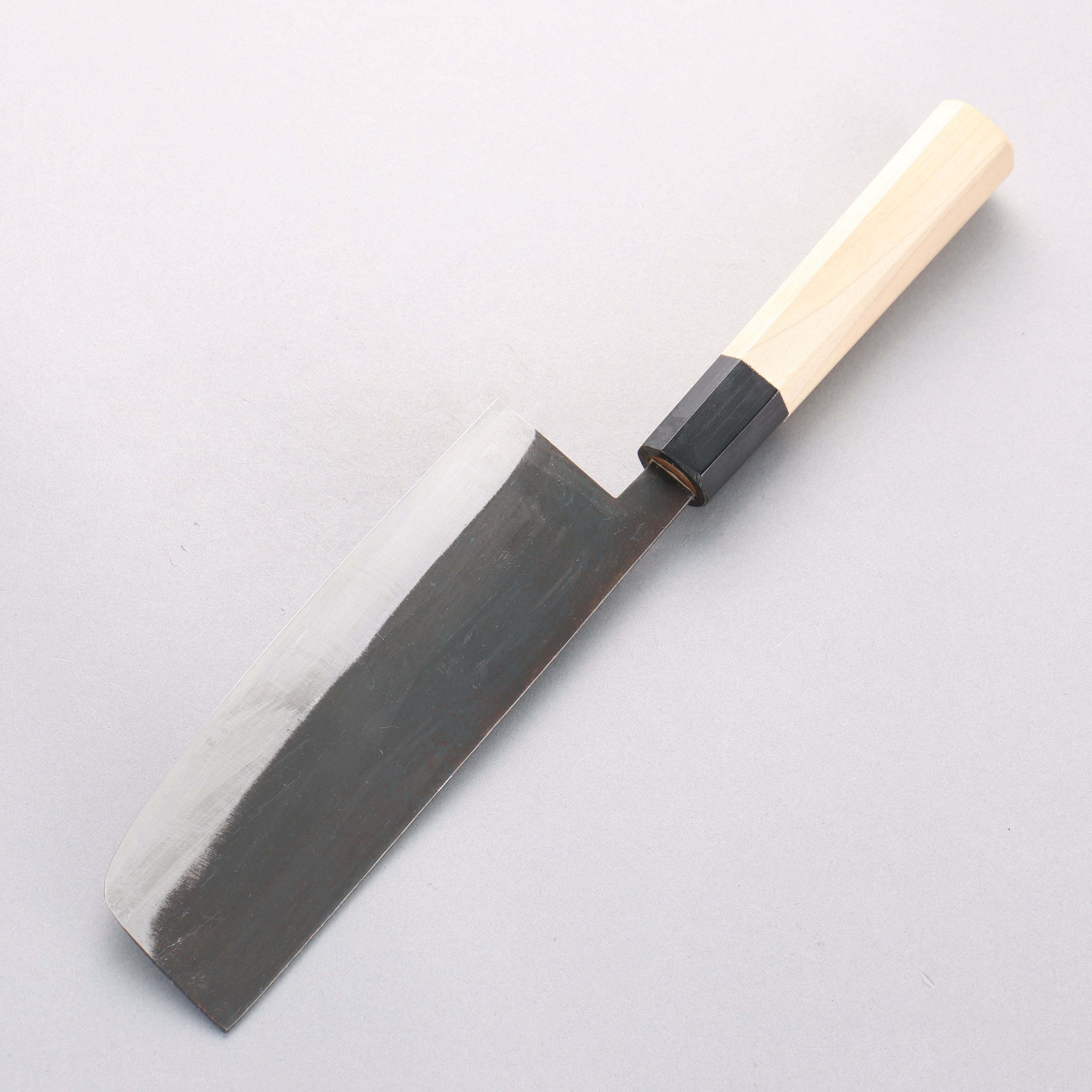 源 昭忠 白鋼二號 黑打 菜切 165mm 木蘭 握把 - 清助刃物