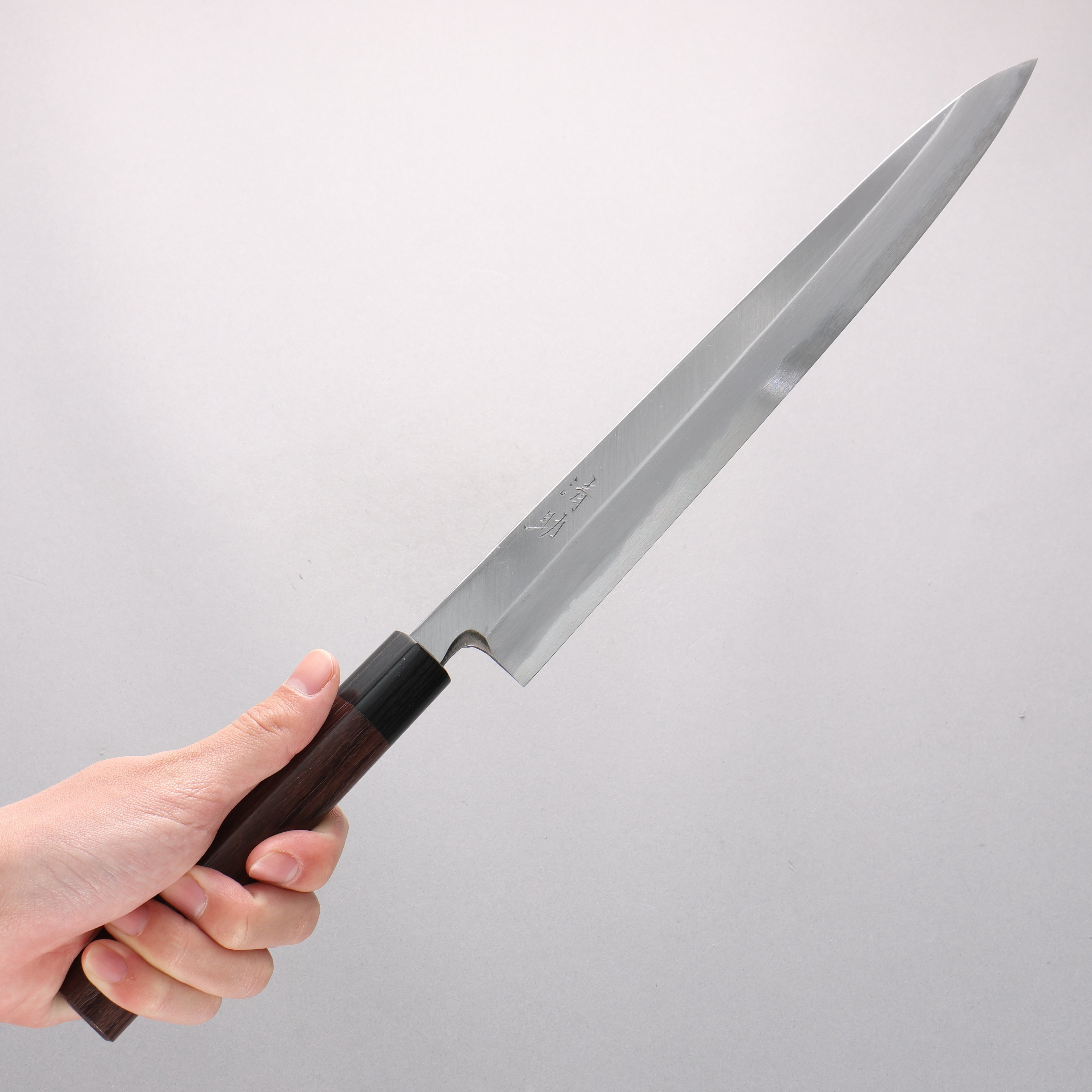 清助 青鋼 霞研 柳刃 300mm 紫檀木 握把 - 清助刃物