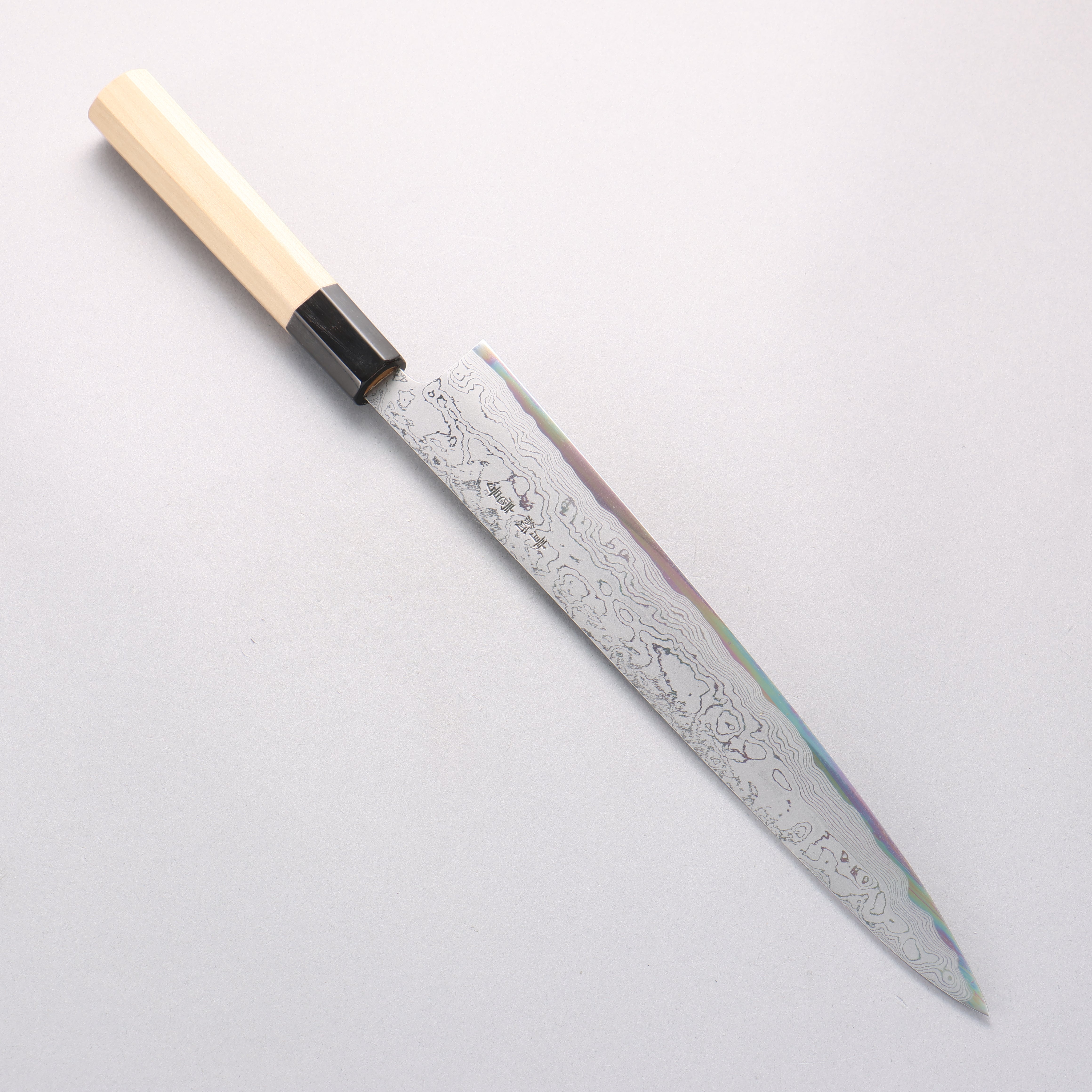 堺 菊守 青鋼一號 大馬士革紋 筋引 270mm 木蘭握把 - 清助刃物