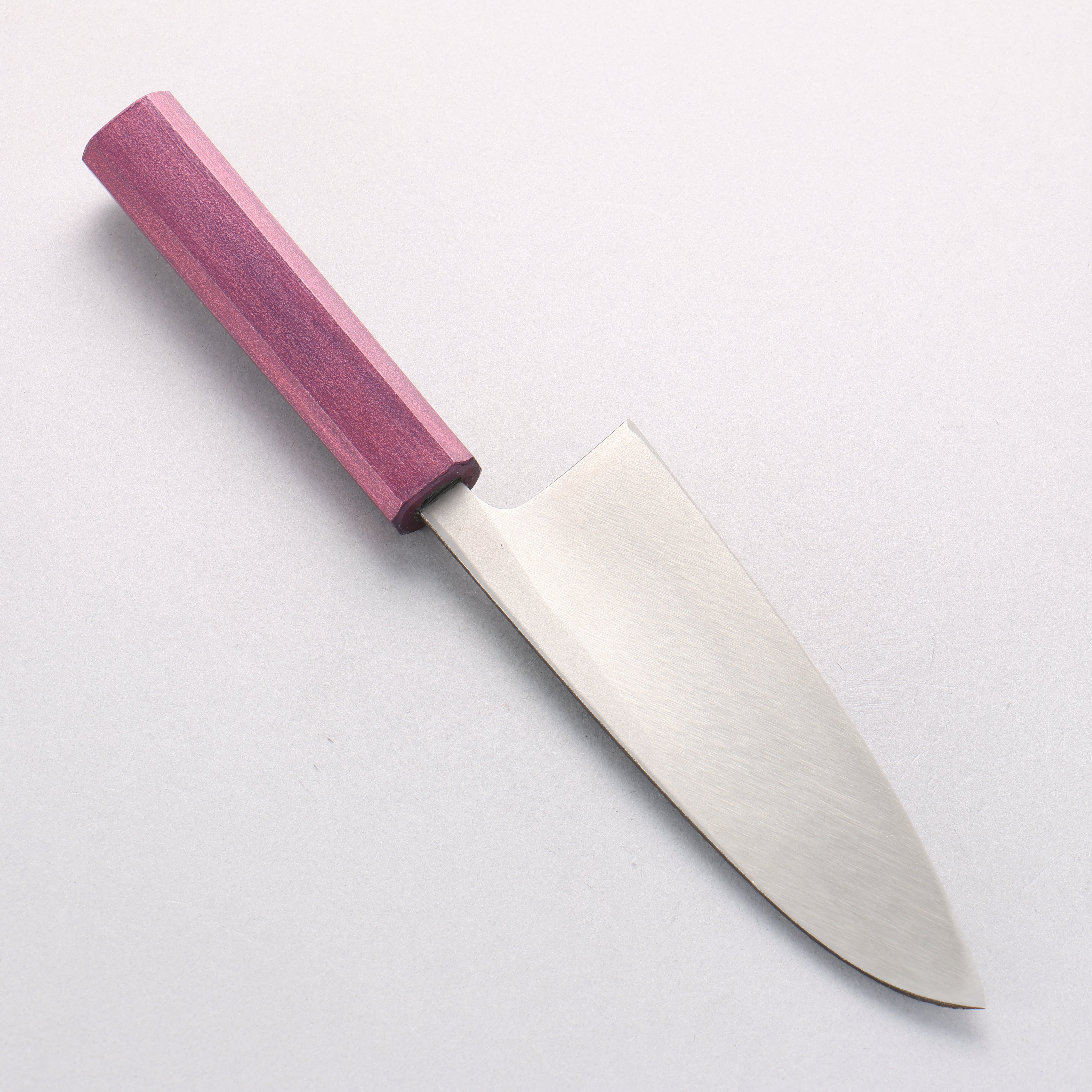 清助 白鋼二號 黑打 出刃 150mm 紫色漆塗 握把 - 清助刃物