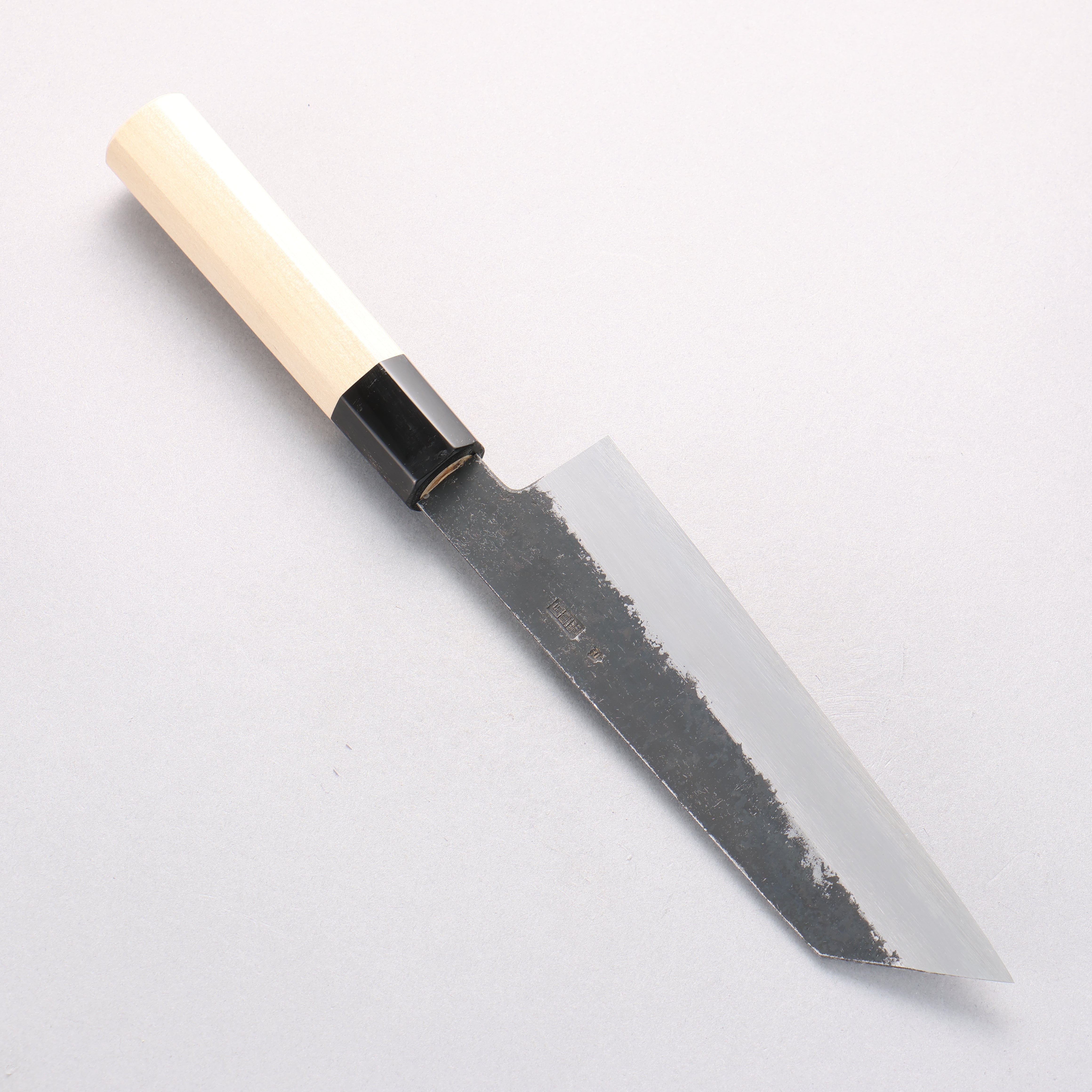 菊月 白鋼二號 黑打 切付三德刀 180mm 木蘭握把 - 清助刃物