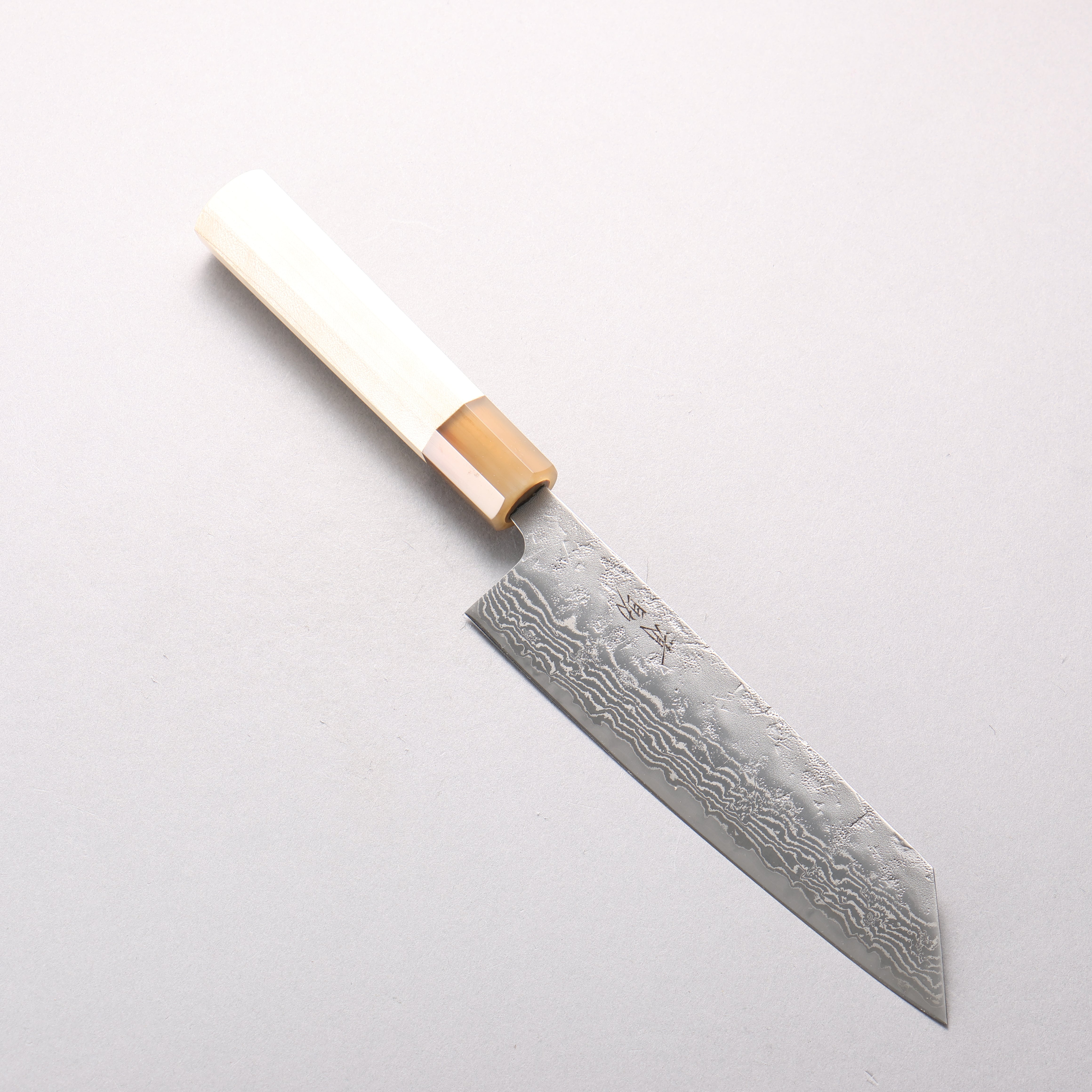 清助 瑞典鋼 大馬士革紋 和紙地 文化刀 170mm 木蘭 握把 - 清助刃物