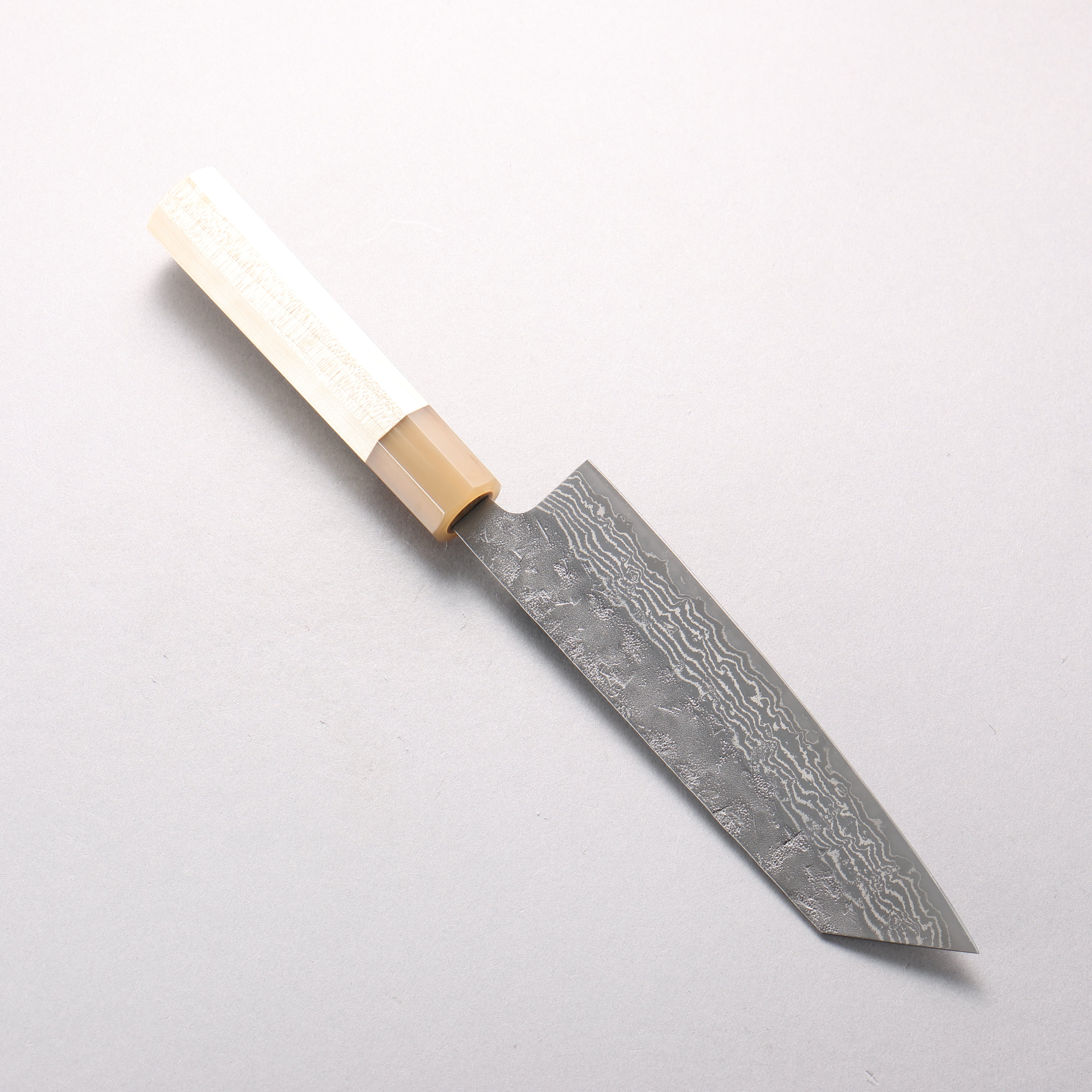 清助 瑞典鋼 大馬士革紋 和紙地 文化刀 170mm 木蘭 握把 - 清助刃物