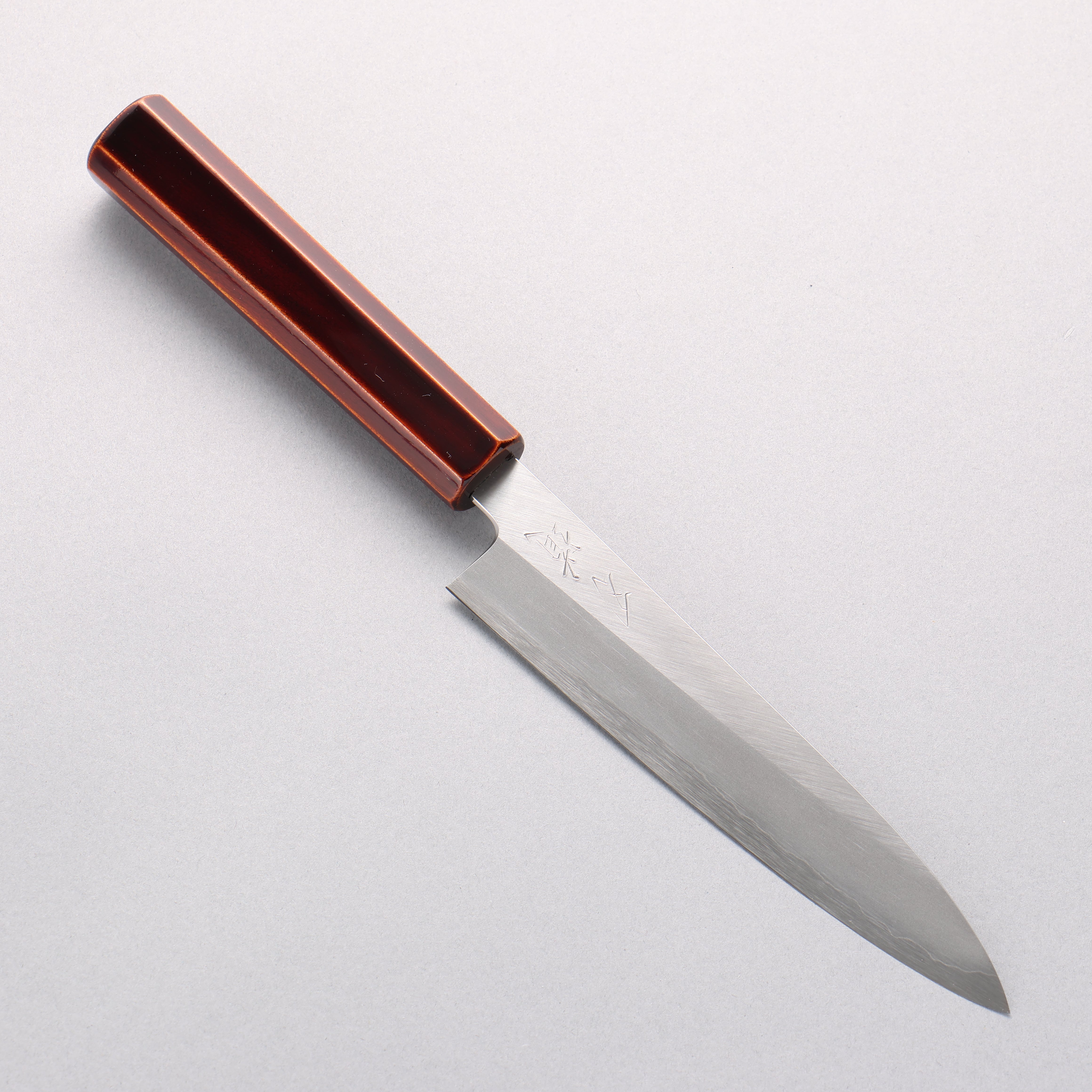 刃道 銀三鋼 打磨處理 多用途小刀 150mm 漆塗 (木地呂塗) 握把 - 清助刃物
