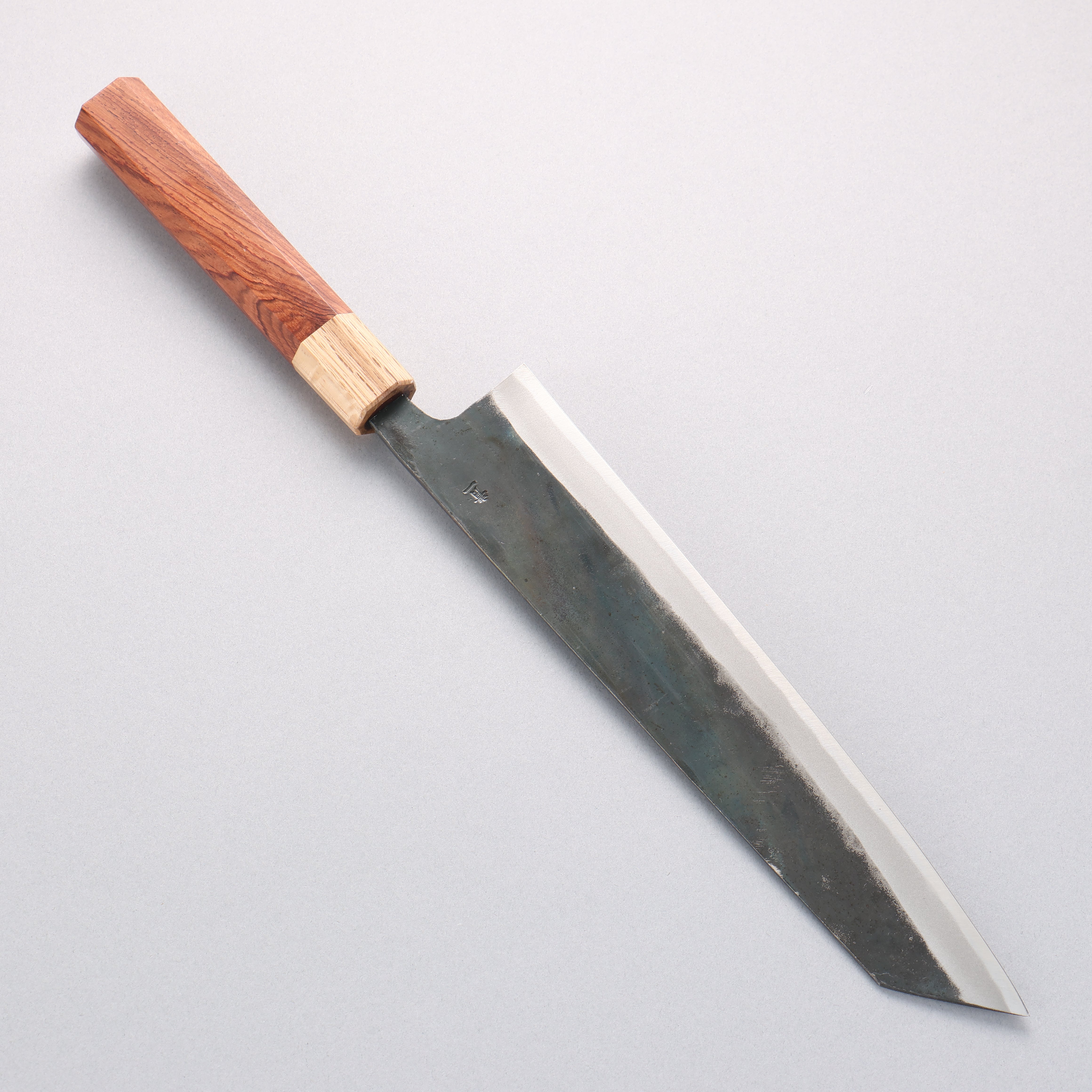 清助 青鋼一號 黑打 切付牛刀 240mm 紫檀木（口輪：樫） 握把 - 清助刃物