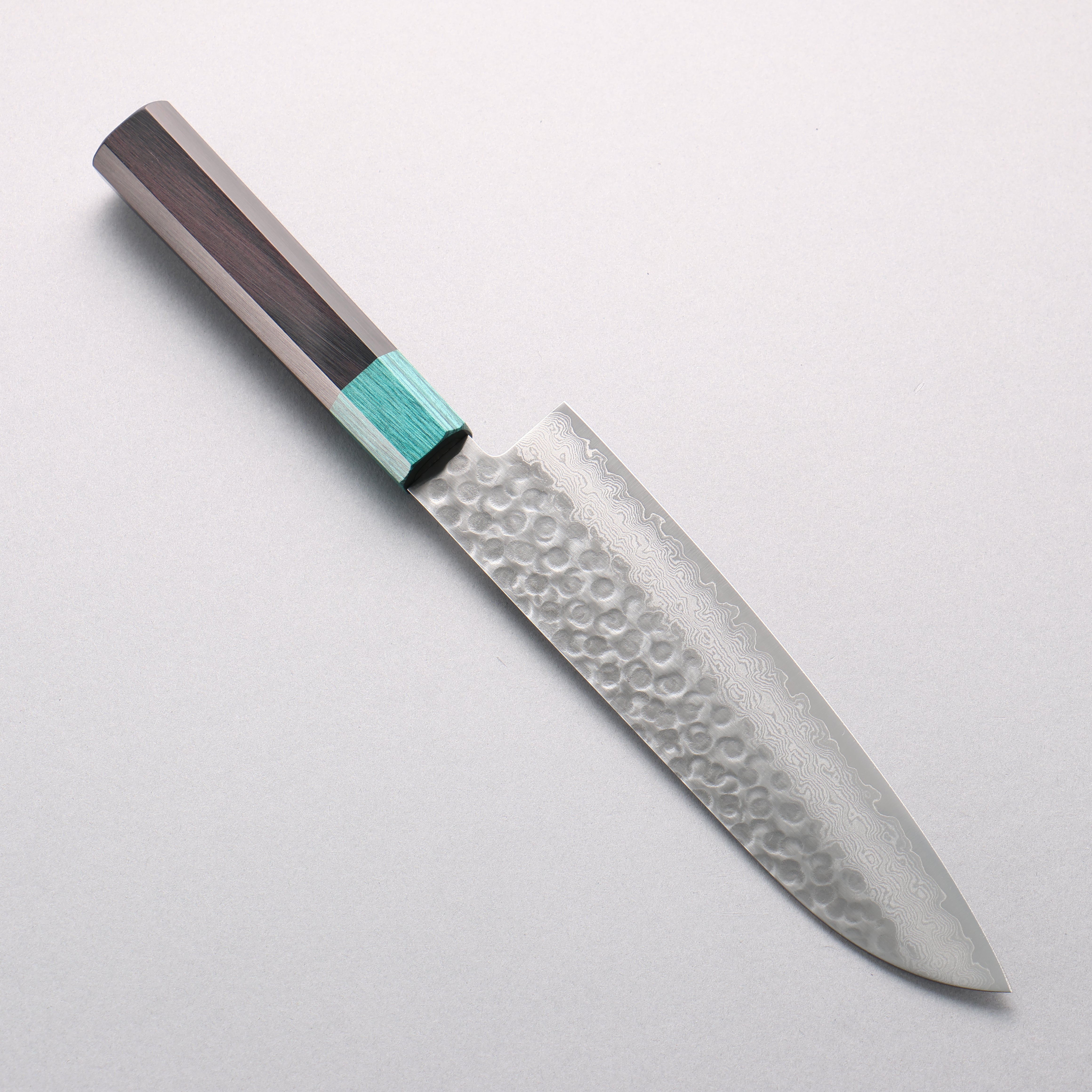清助 VG10 鎚目 大馬士革紋 三德刀 180mm 黑合成木（口輪：綠合成木） 握把 - 清助刃物