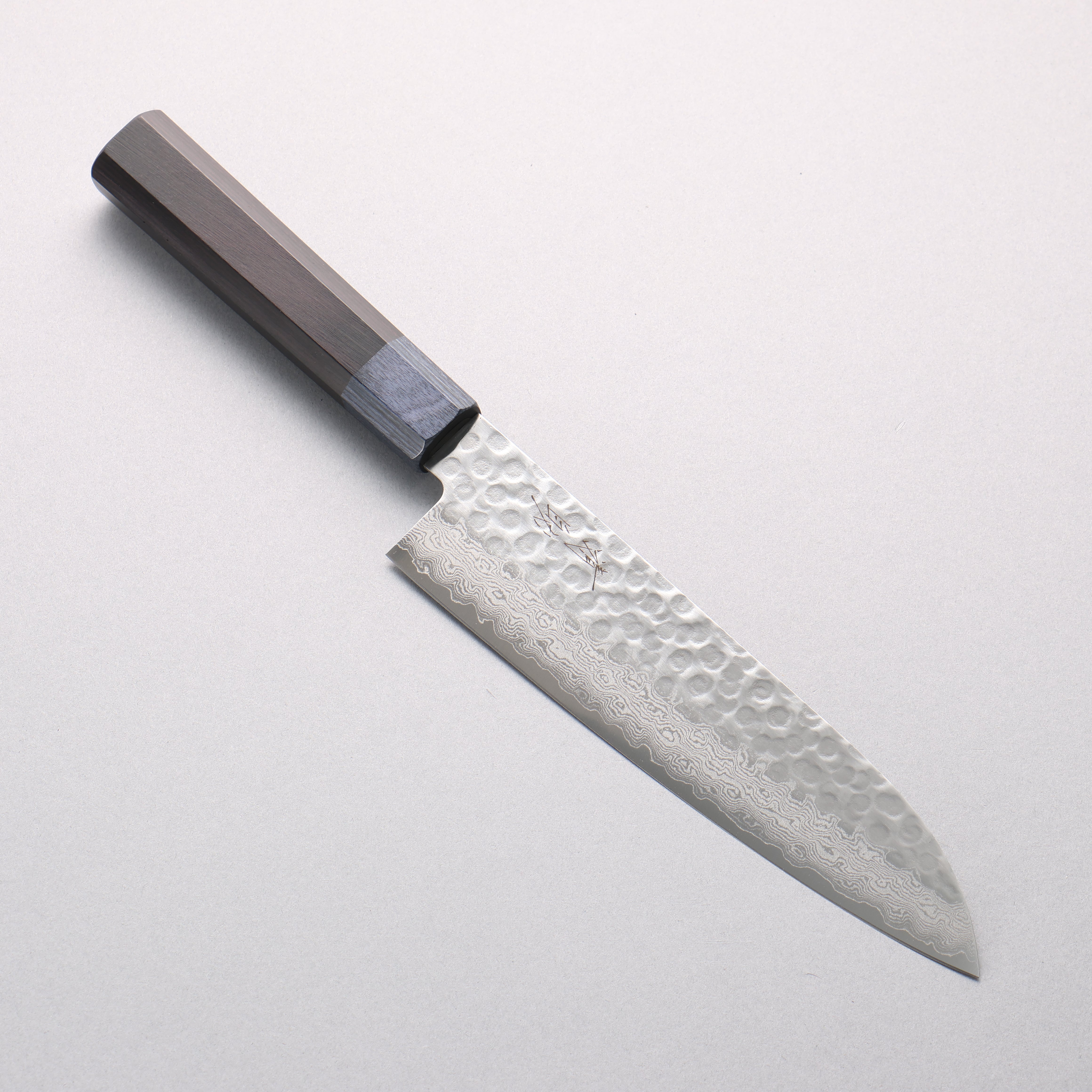 清助 VG10 鎚目 大馬士革紋 三德刀 180mm 黑合成木（口輪：紺合成木） 握把 - 清助刃物