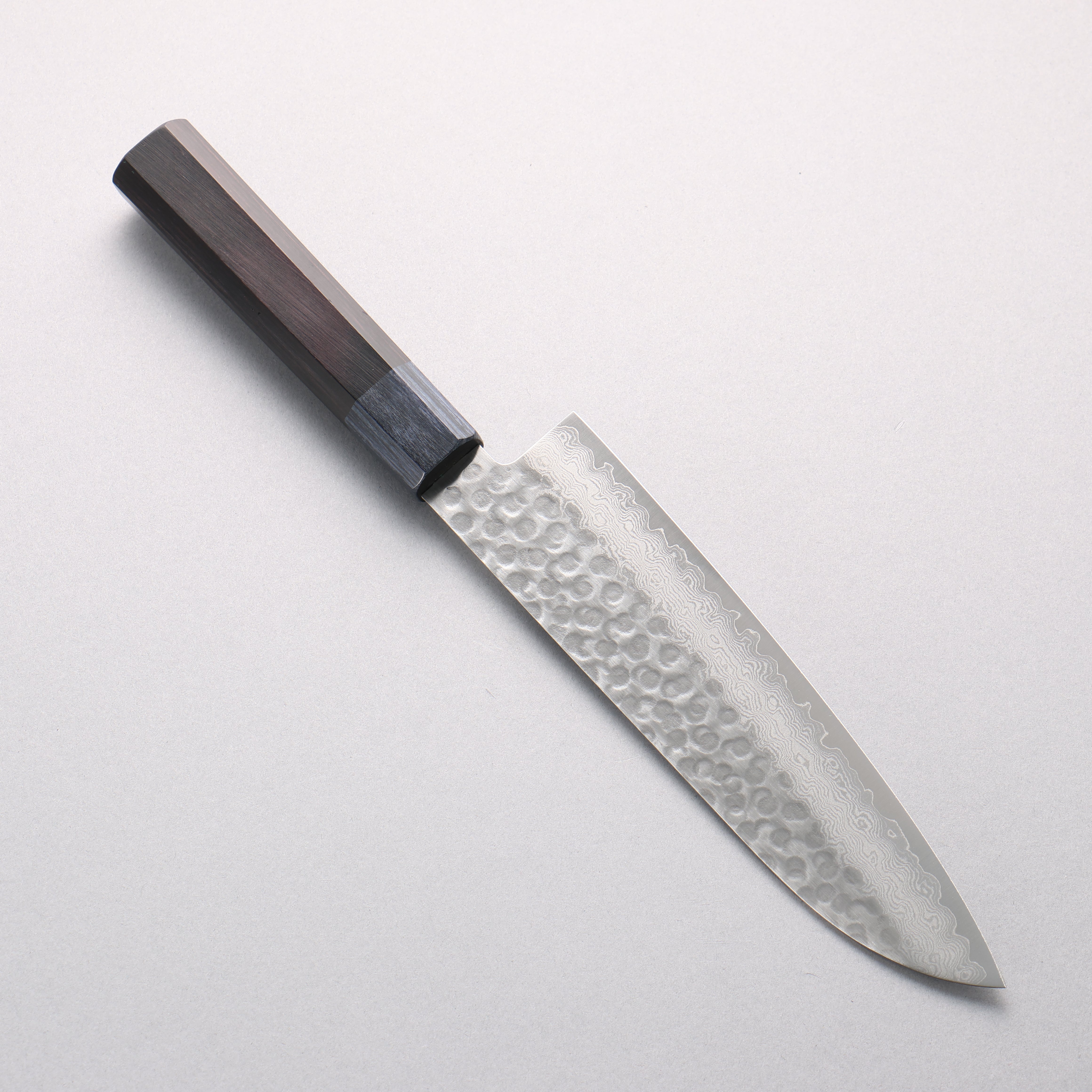 清助 VG10 鎚目 大馬士革紋 三德刀 180mm 黑合成木（口輪：紺合成木） 握把 - 清助刃物