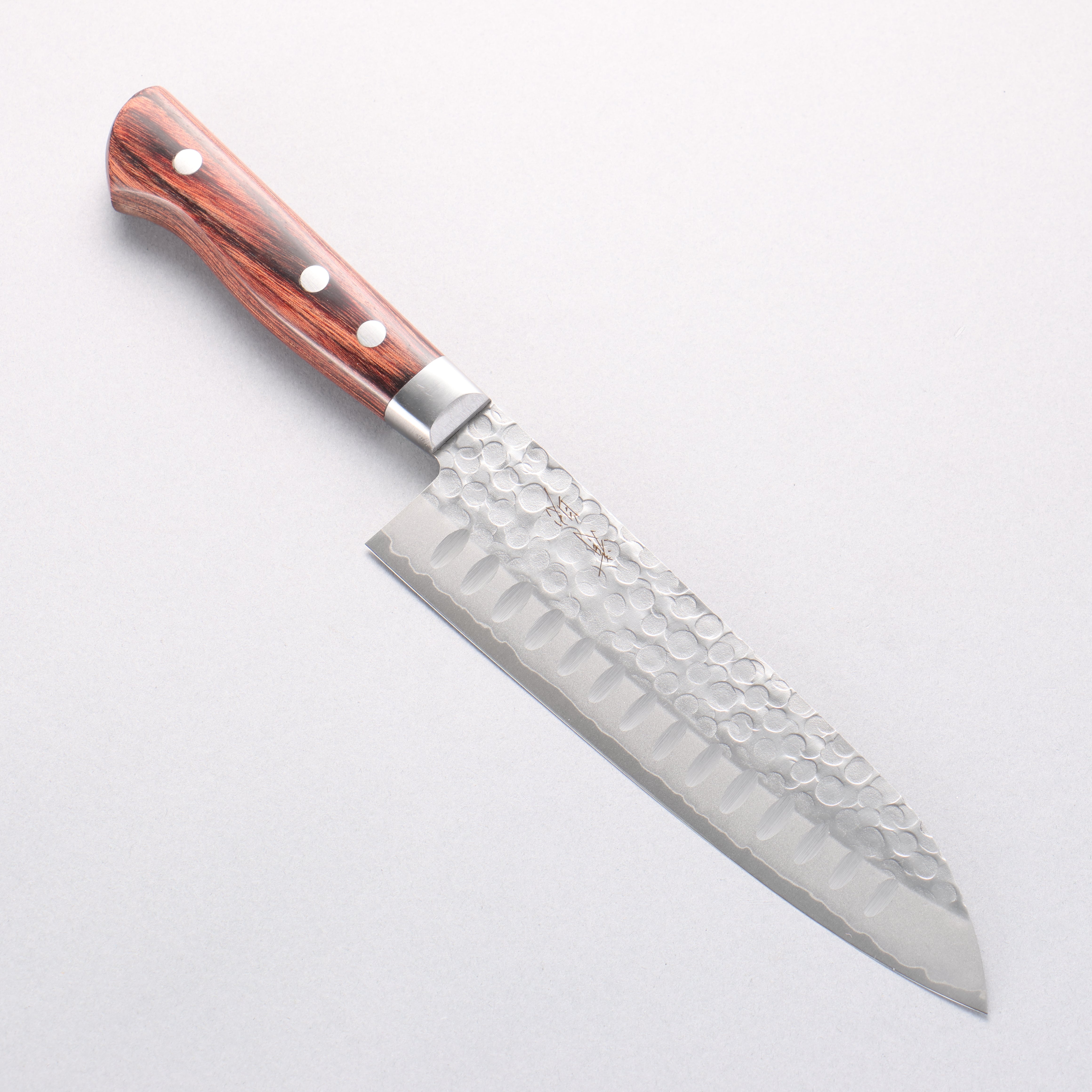 清助 VG10 鎚目 羅紋 三德刀 180mm 桃花心木 握把 - 清助刃物