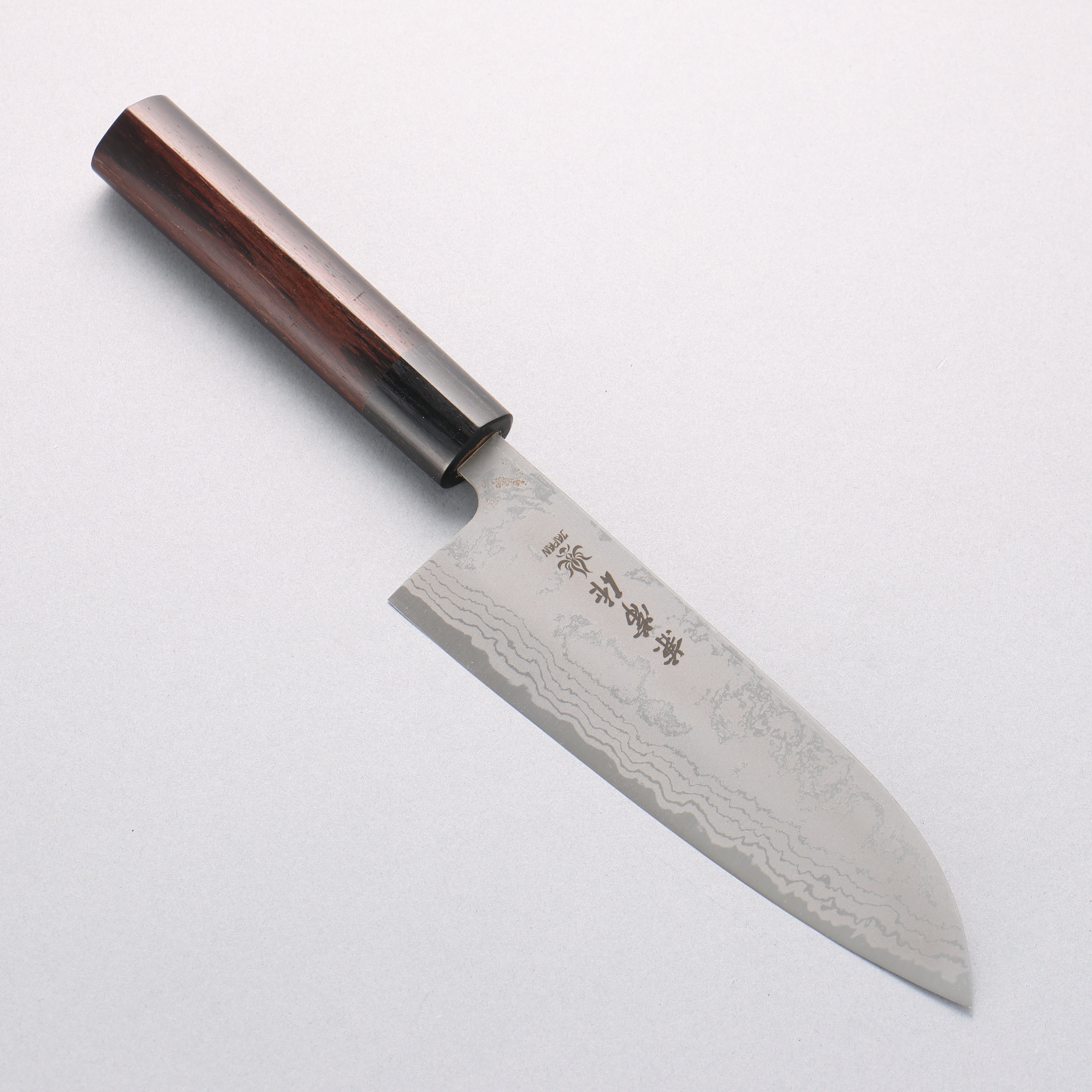 兼常 青鋼二號 大馬士革紋 三德刀 165mm 紫檀木 握把 - 清助刃物