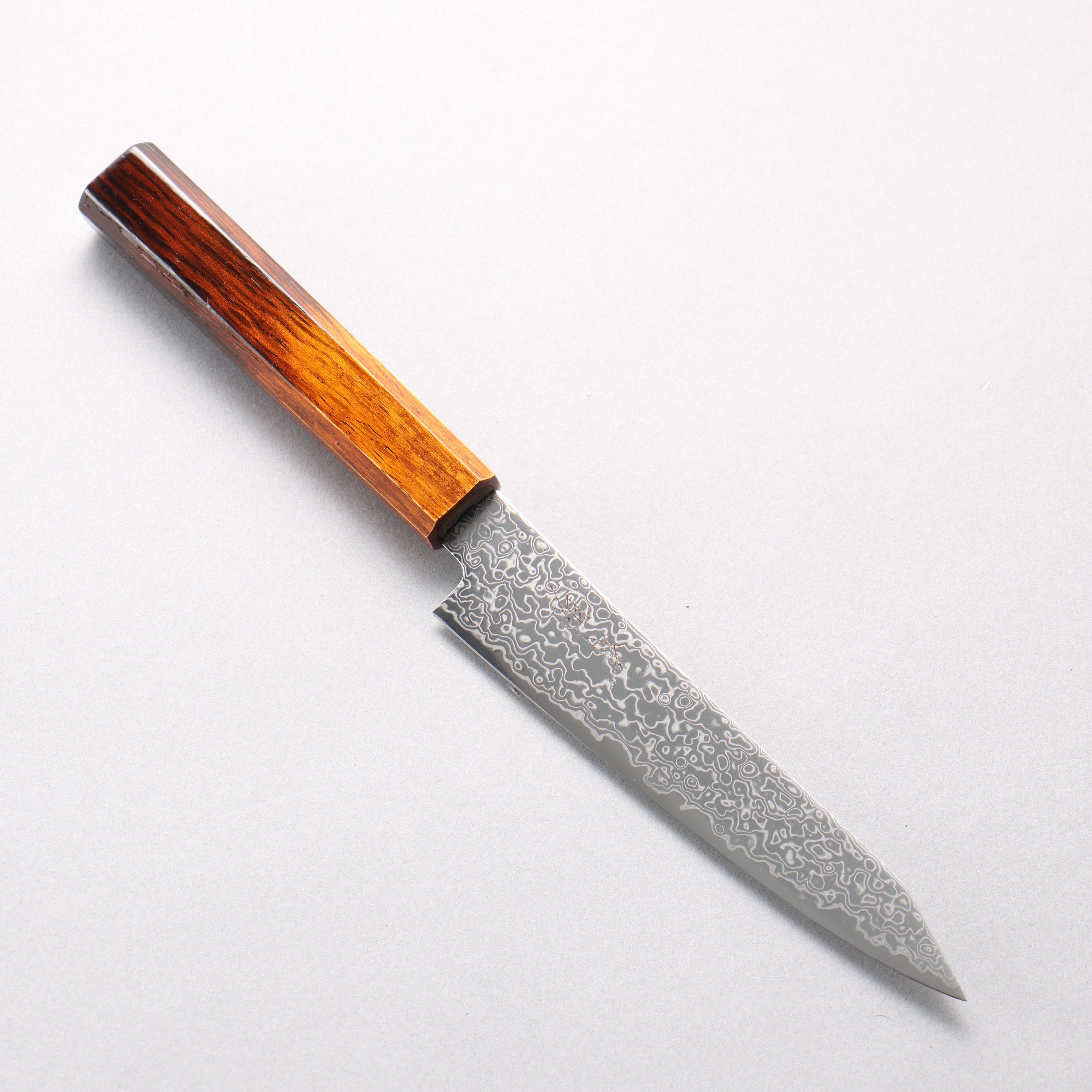 清助 SG2 大馬士革紋 打磨處理 切付多用途小刀 150mm 燒櫟木漆塗 握把 - 清助刃物