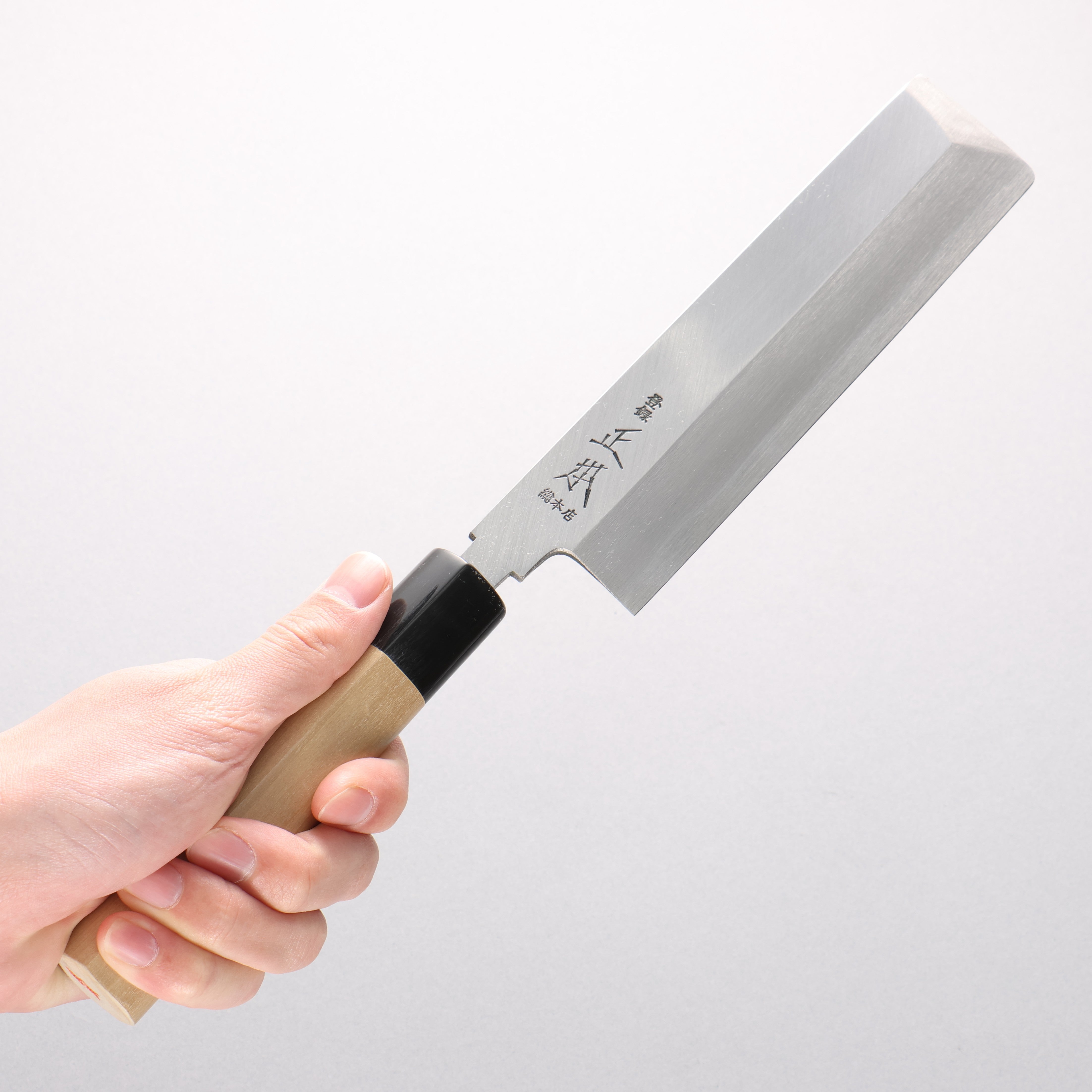正本總本店 本霞 白鋼二號 角型薄刃 180mm 木蘭握把 - 清助刃物