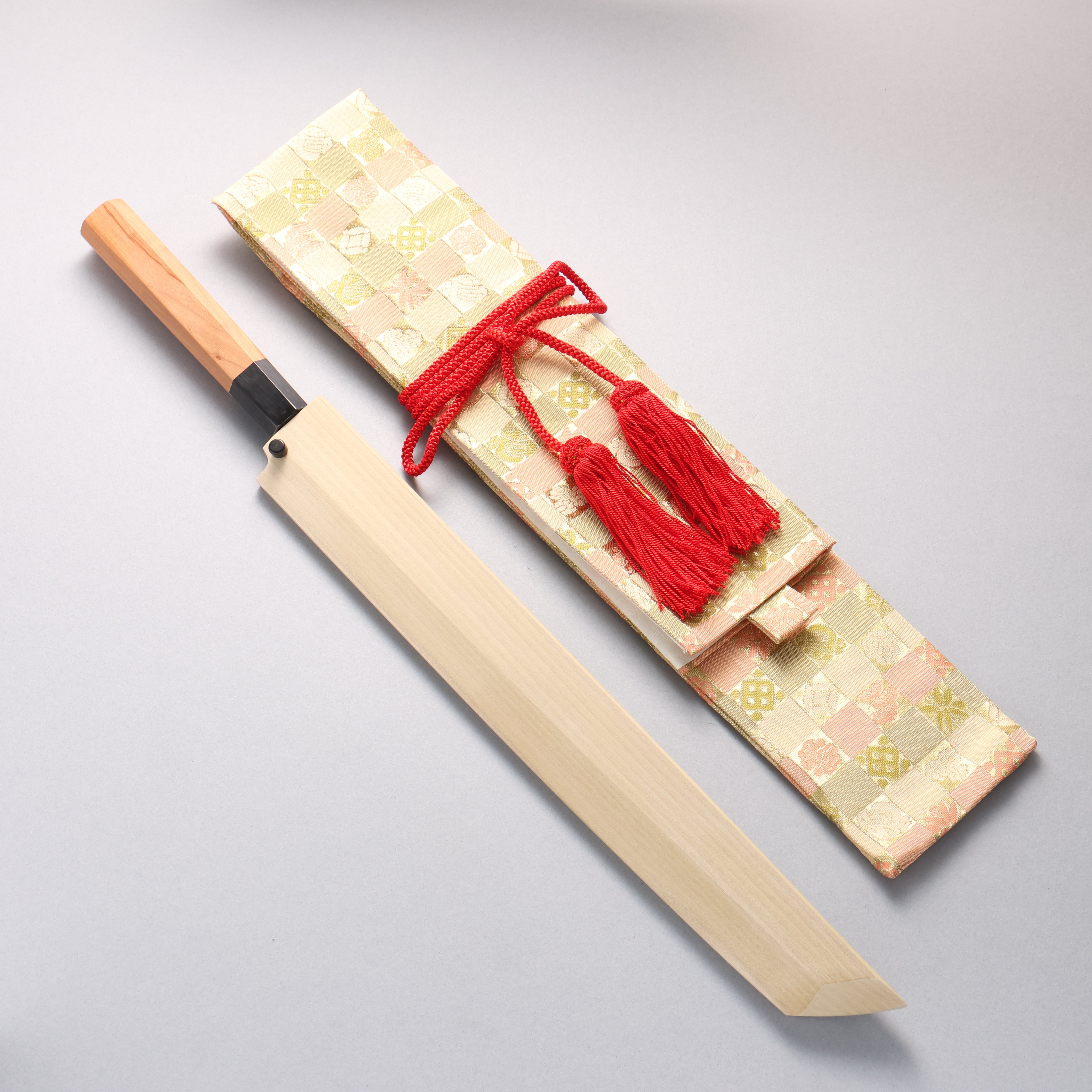 鐵泉 田中作 玉鋼 先丸柳刃 315mm 山櫻 握把 附刀鞘 - 清助刃物