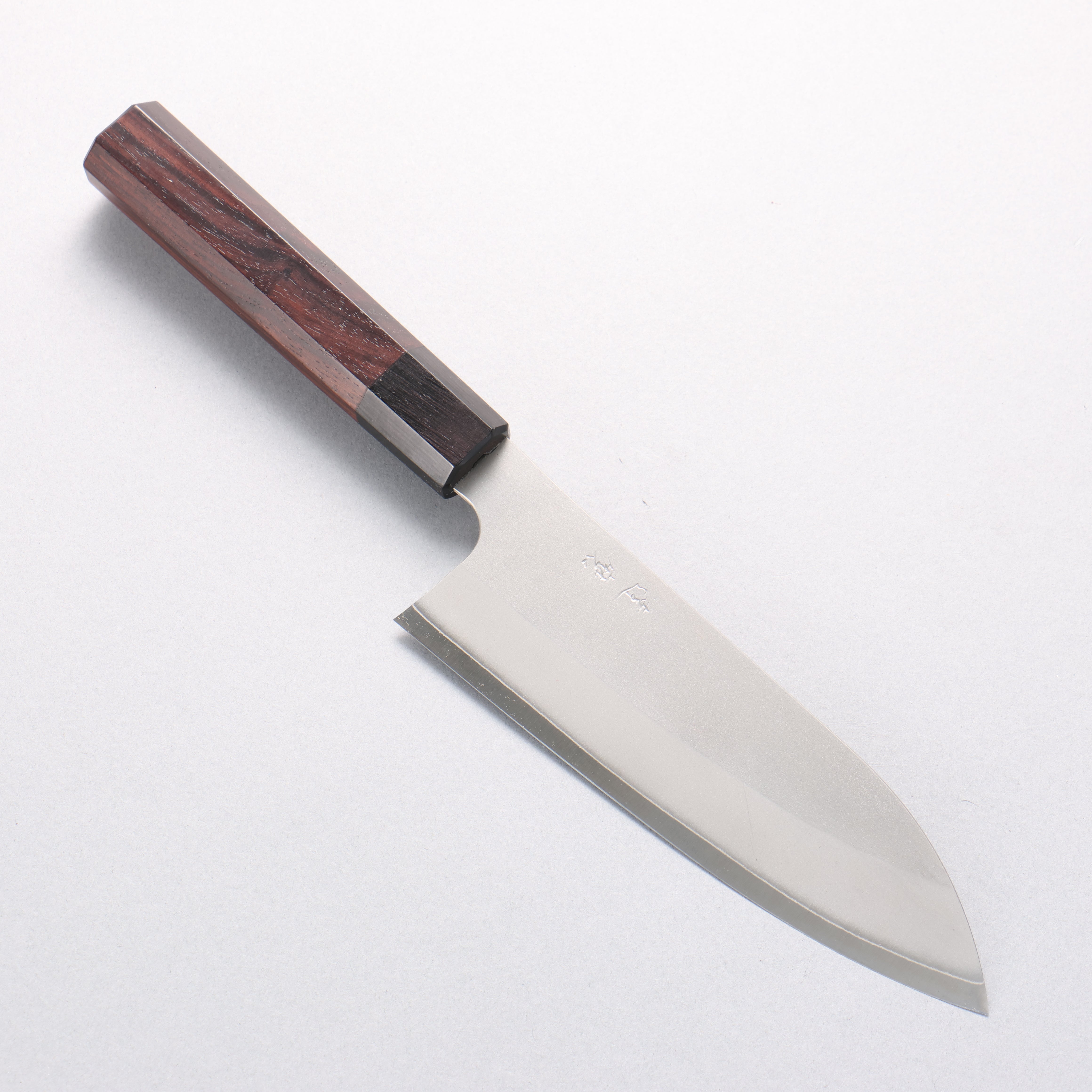 達磨 銀三鋼 三德刀 165mm 紫檀木（口輪：黑合成木） 握把 - 清助刃物