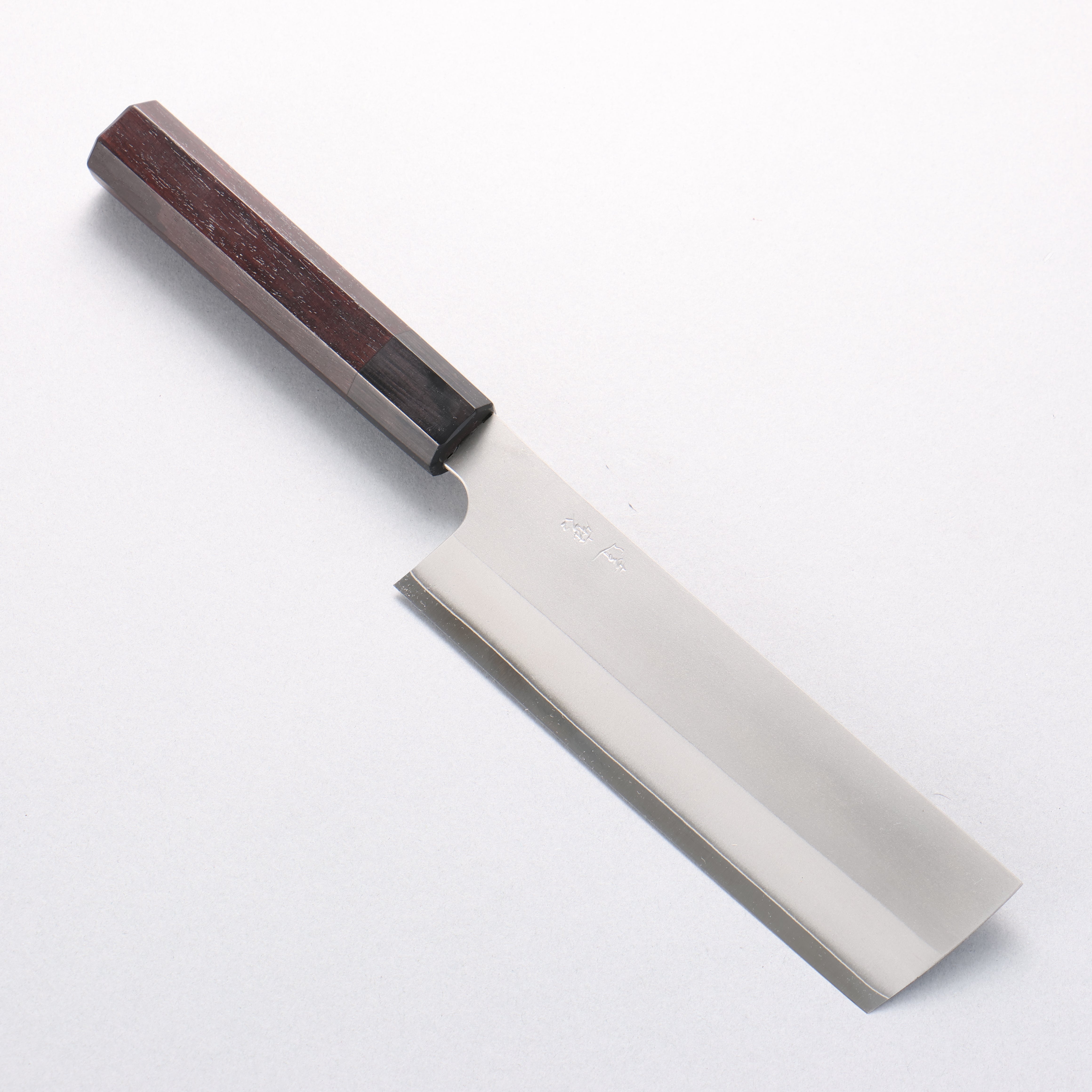 達磨 銀三鋼 菜切 165mm 紫檀木（口輪：黑合成木） 握把 - 清助刃物