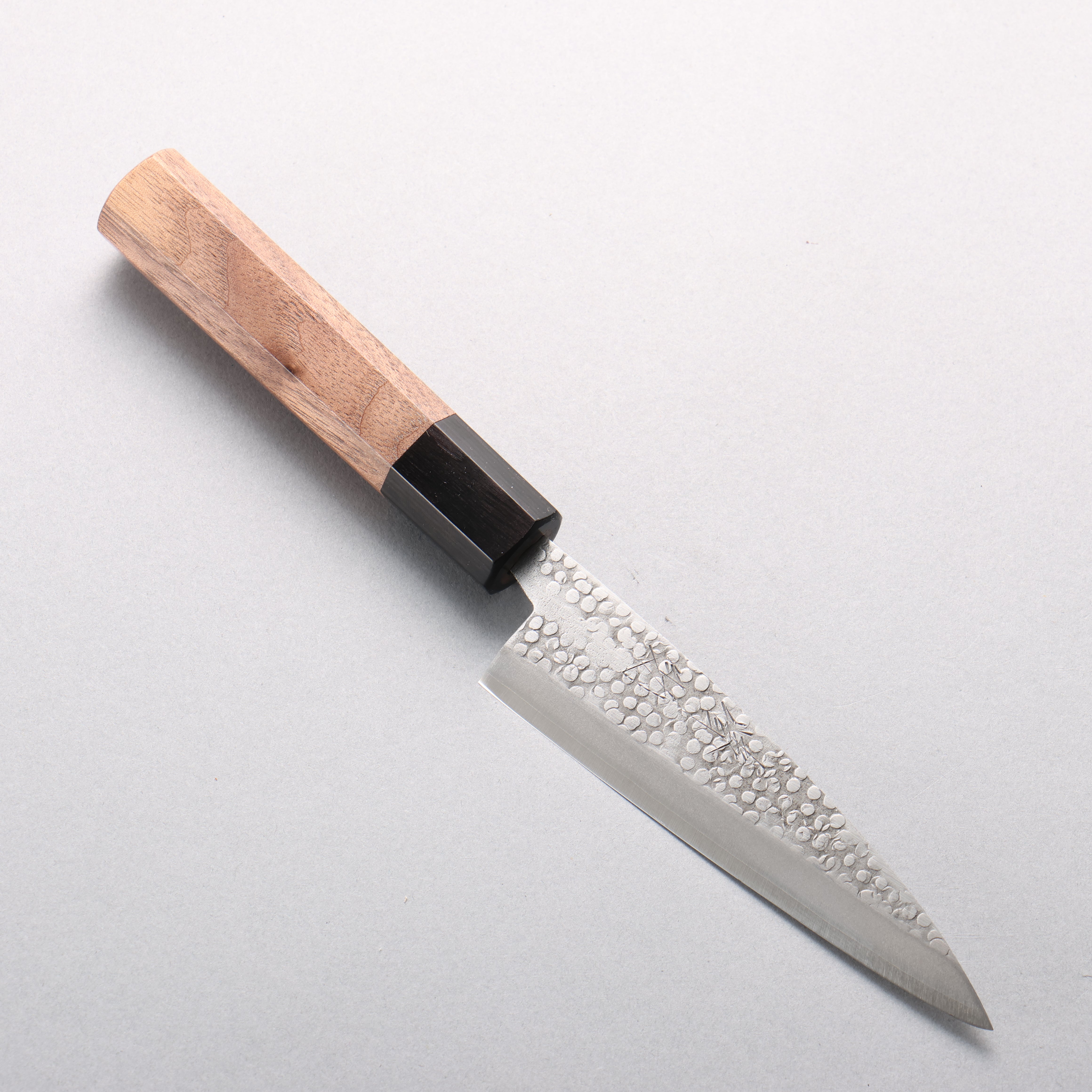 清助 銀三鋼 鎚目 (丸) 多用途小刀 120mm 核桃木 握把 - 清助刃物
