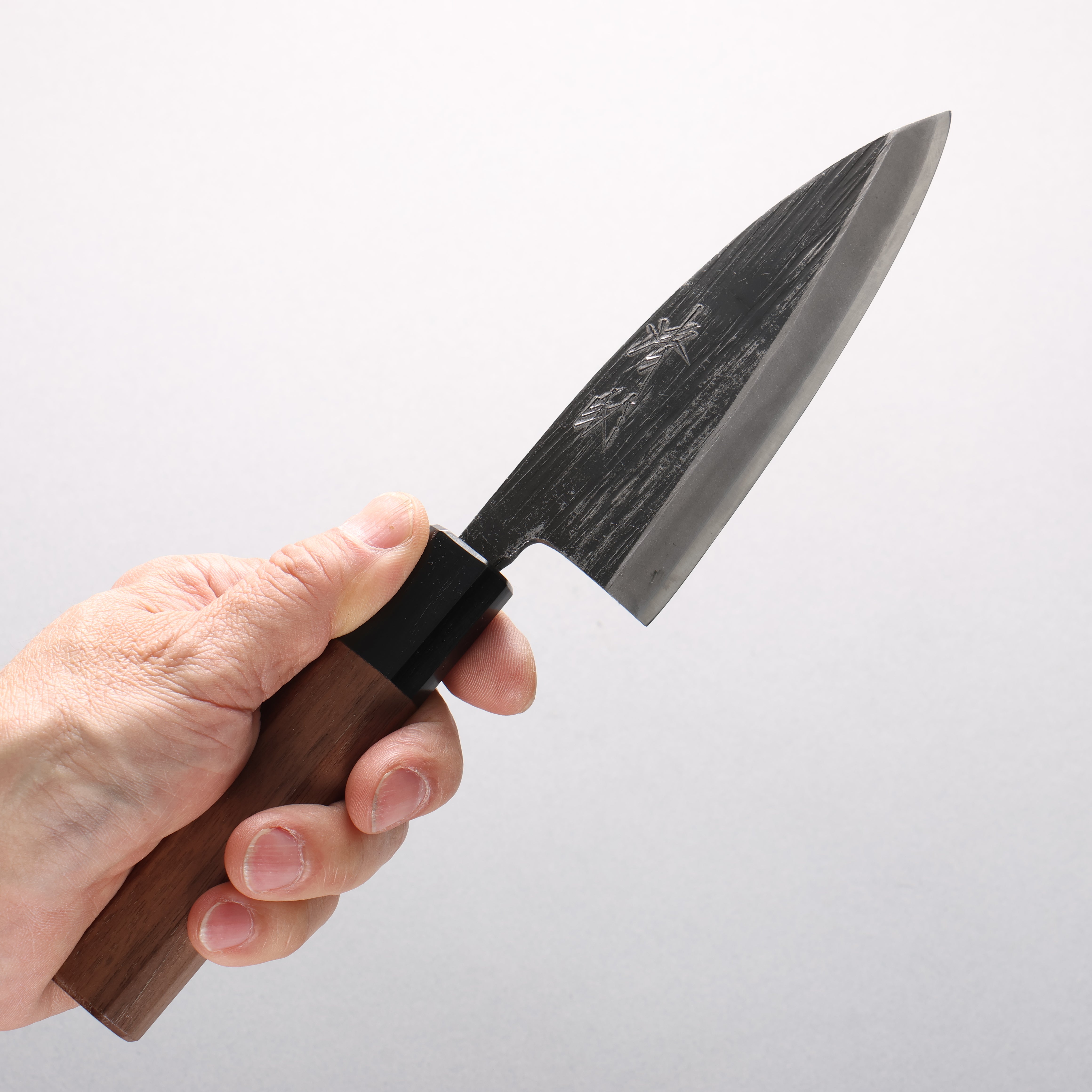 清助 青鋼二號 黑打 竹筴魚刀 120mm 核桃木 握把 - 清助刃物
