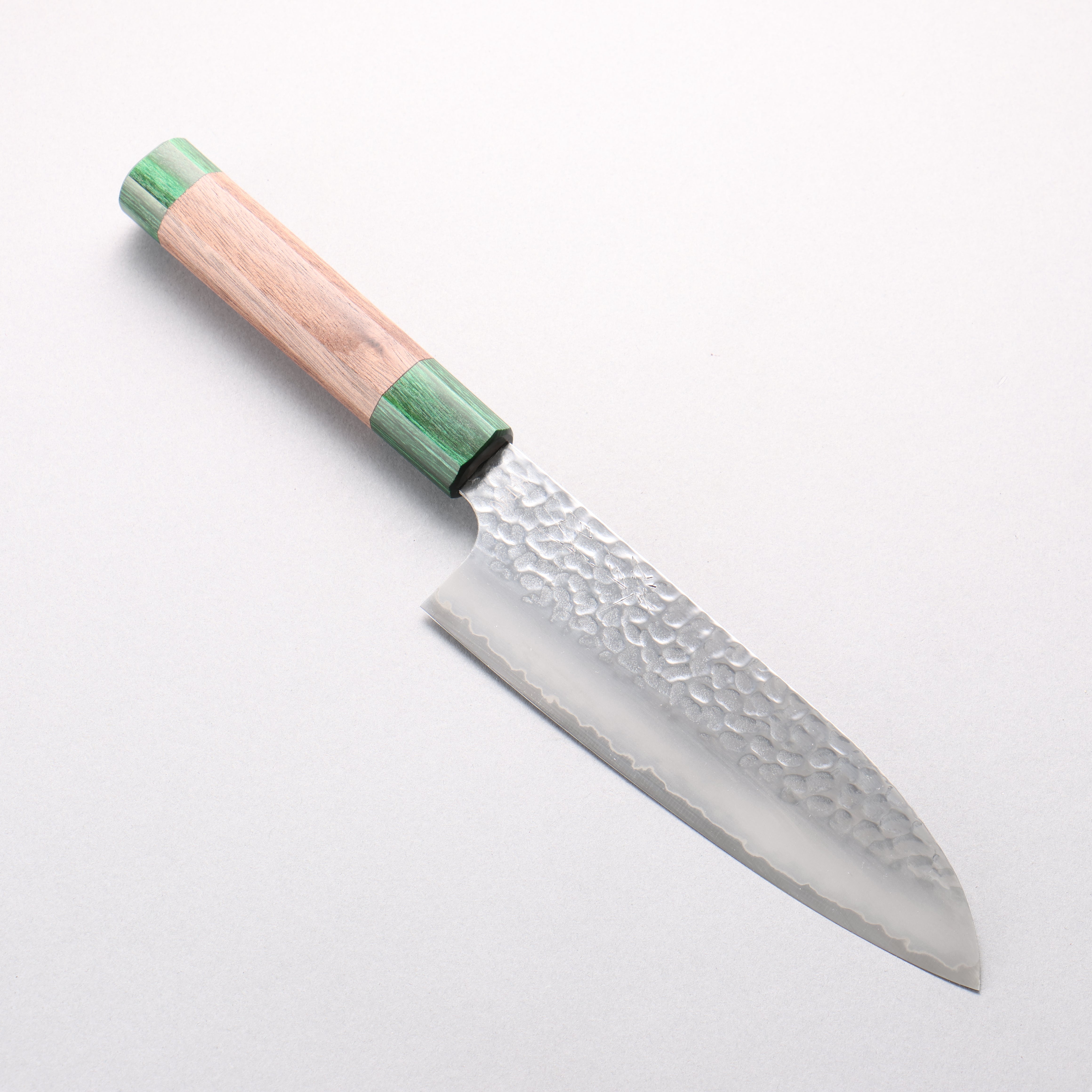 清助 HAP40 鎚目 三德刀 170mm 核桃木（兩側帶綠色環型設計） 握把 - 清助刃物