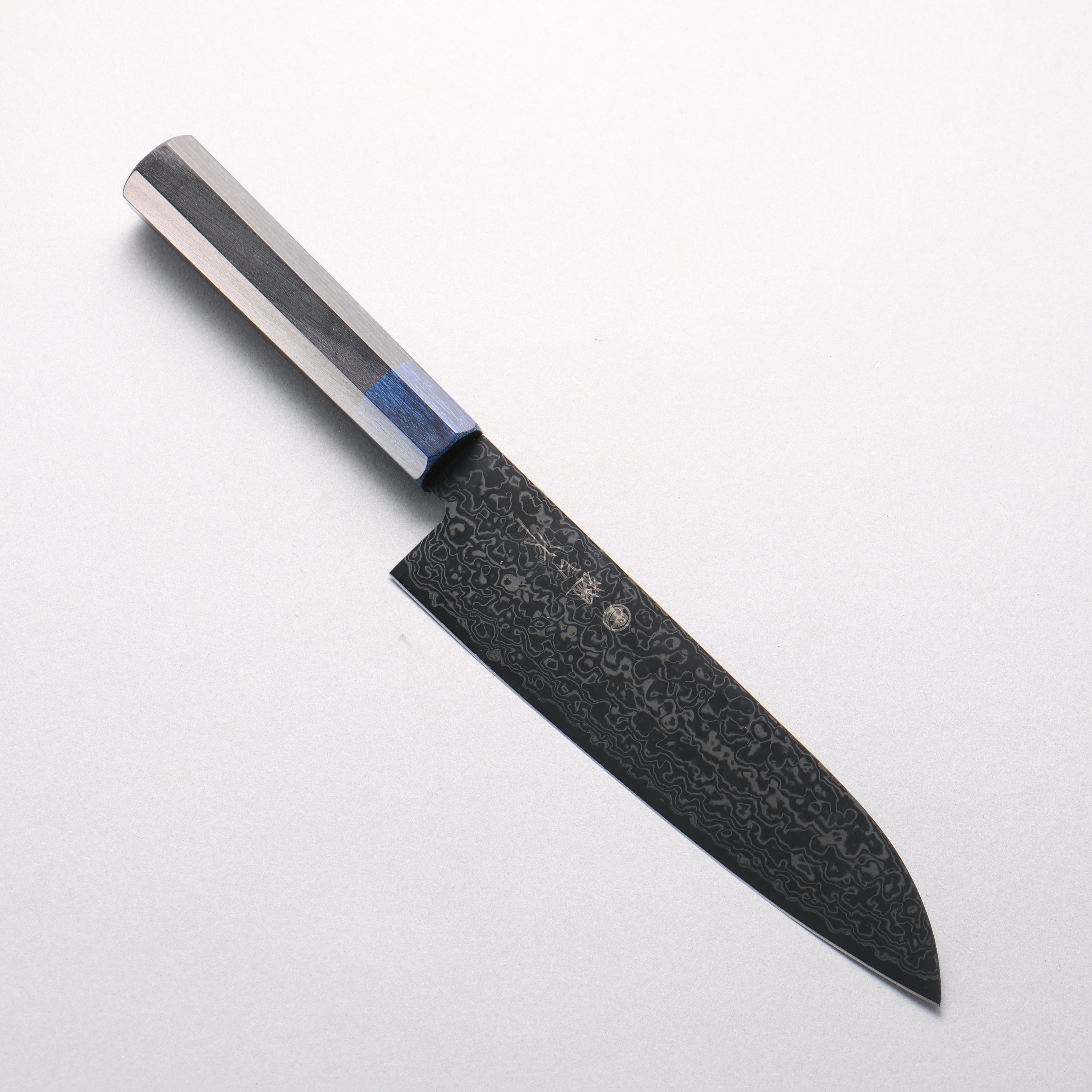 清助 SG2 黑色大馬士革紋 三德刀 180mm 黑合成木（口輪：紺合成木） 握把 - 清助刃物