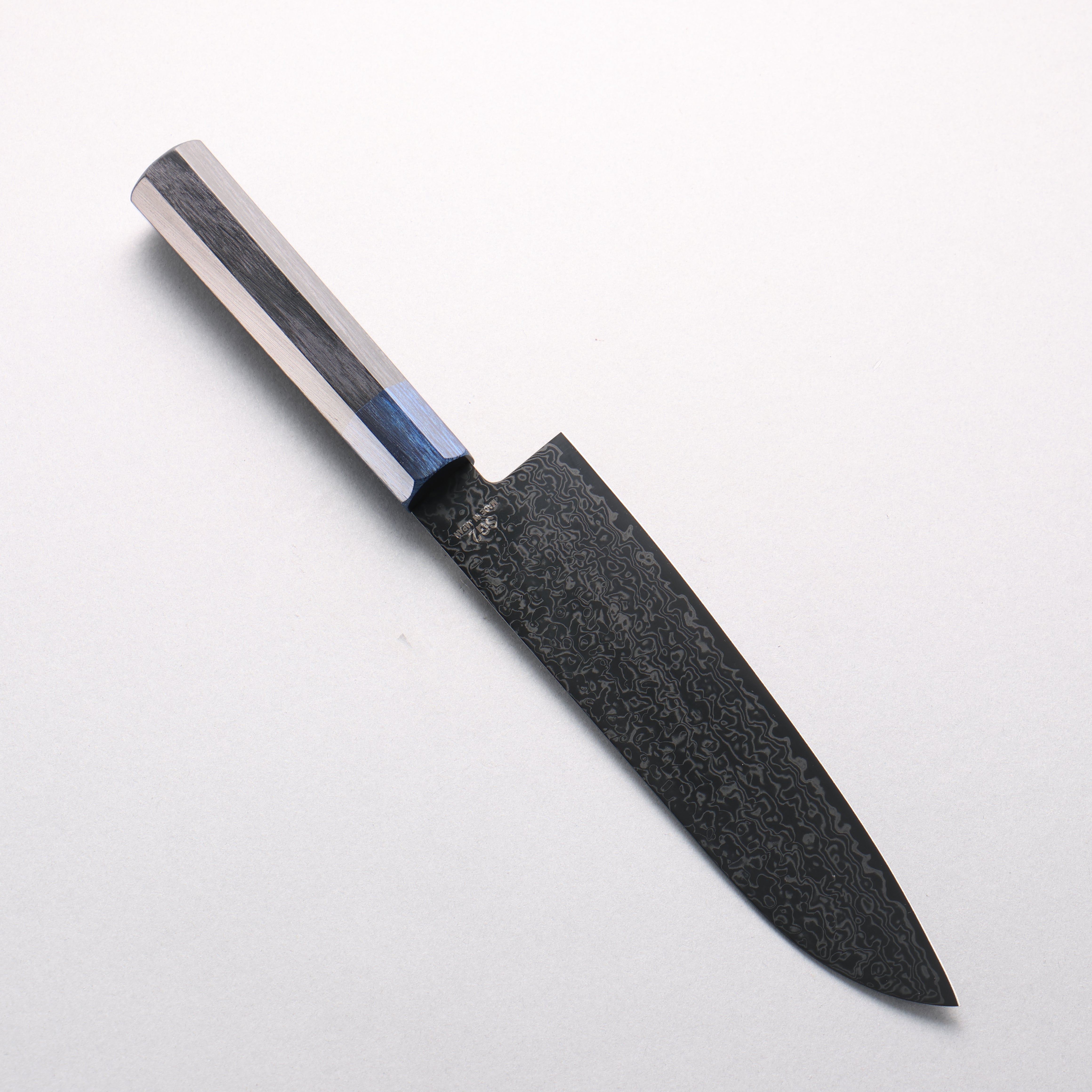 清助 SG2 黑色大馬士革紋 三德刀 180mm 黑合成木（口輪：紺合成木） 握把 - 清助刃物