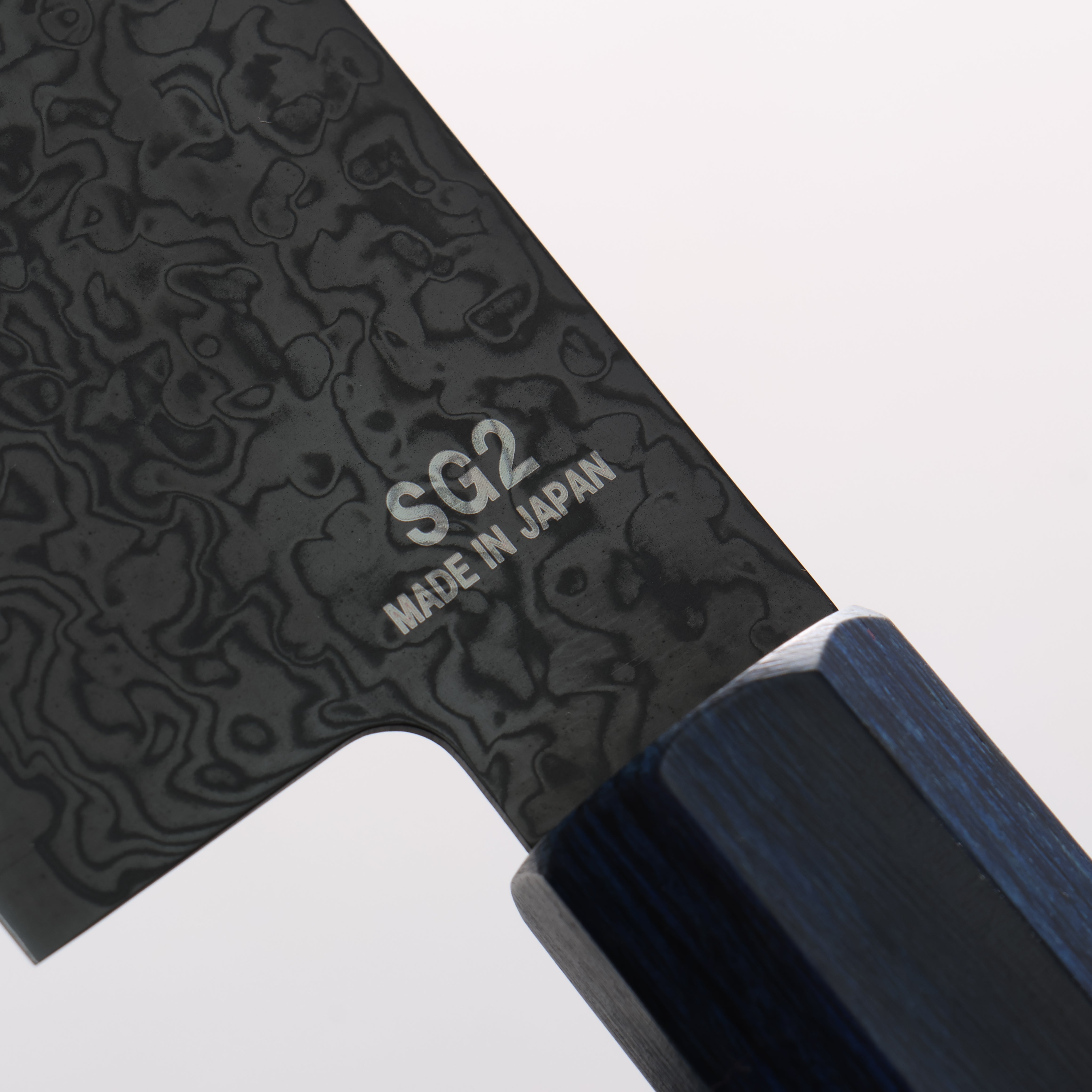 樋口 SG2 黑色大馬士革紋 三德刀 180mm 黑合成木（口輪：紺合成木） 握把 - 清助刃物