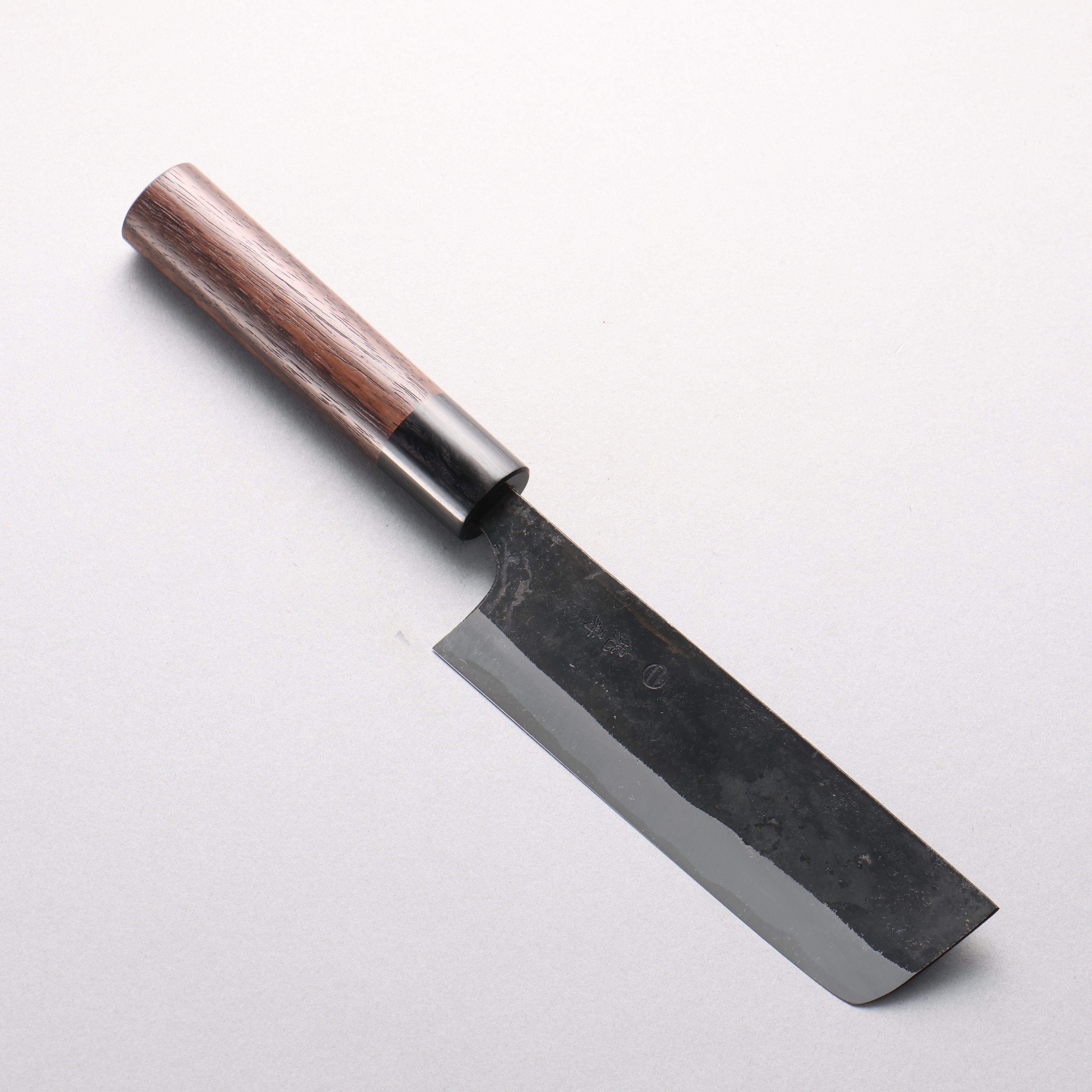 鬼尋 白鋼一號 黑打 菜切 140mm 紫檀木（口輪：黑合成木） 握把 - 清助刃物