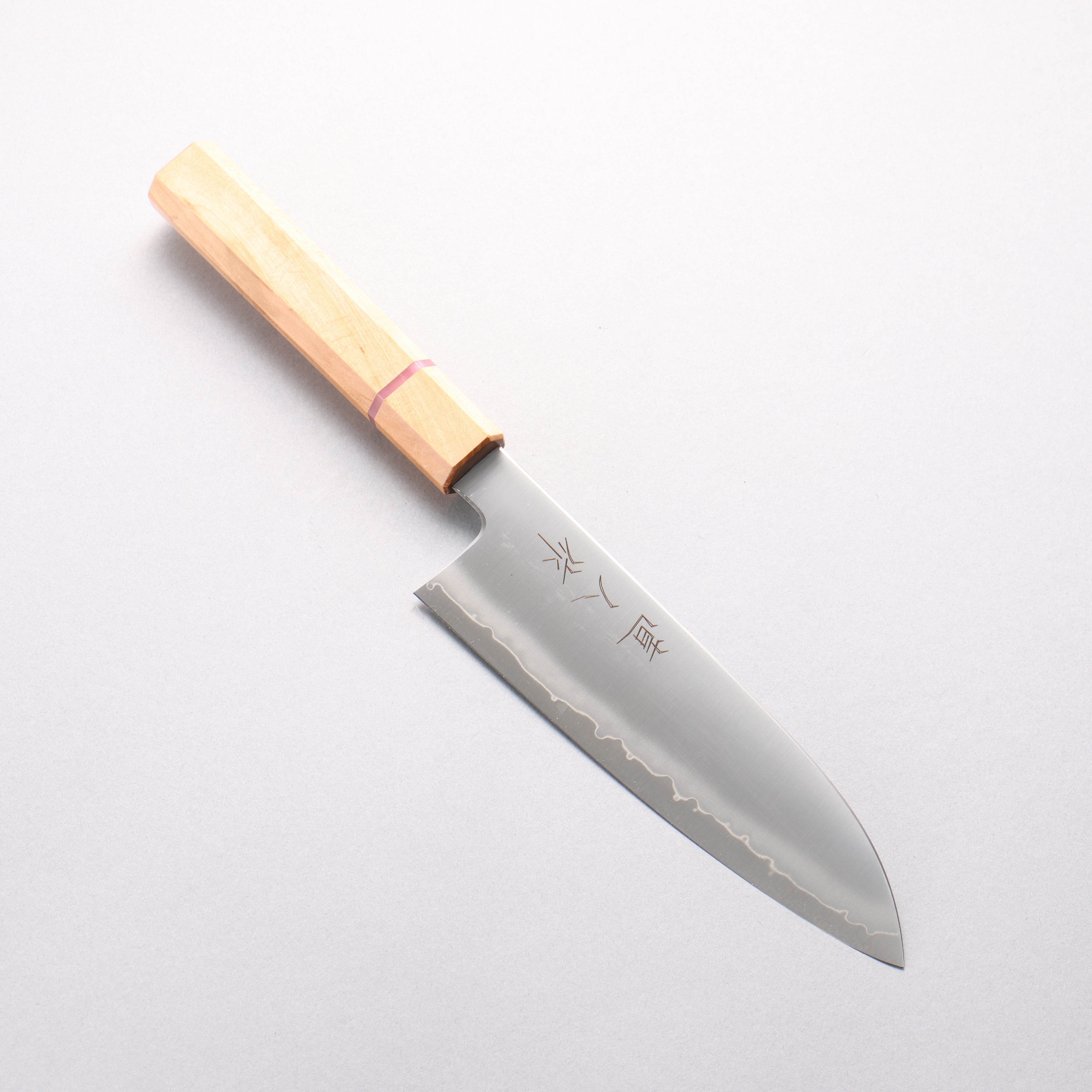 明神直人 特殊鈷合金 三德刀 170mm 櫻木（粉紅色環） 握把 - 清助刃物