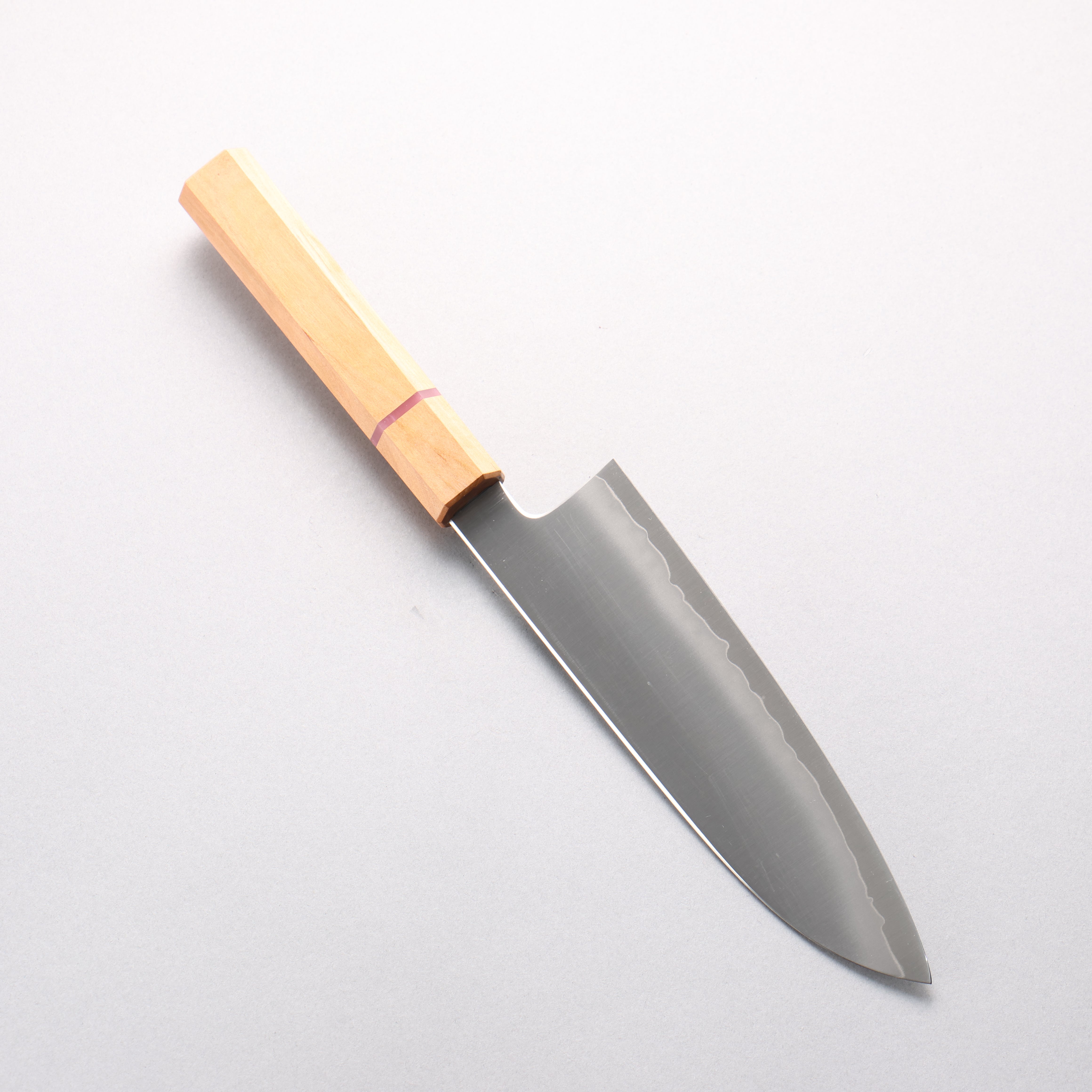 明神直人 特殊鈷合金 三德刀 170mm 櫻木（粉紅色環） 握把 - 清助刃物