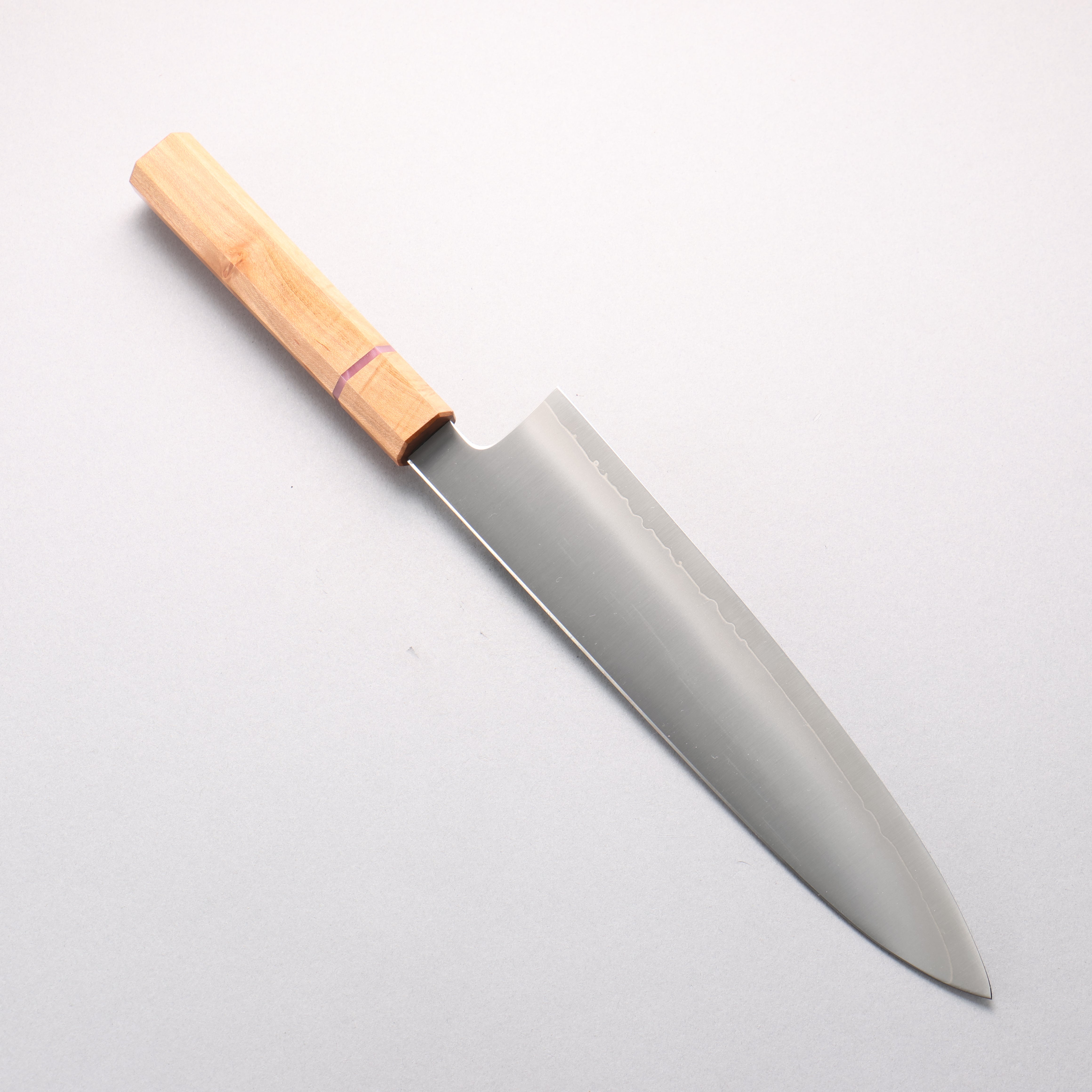 明神直人 特殊鈷合金 牛刀 240mm 櫻木（粉紅色環） 握把 - 清助刃物