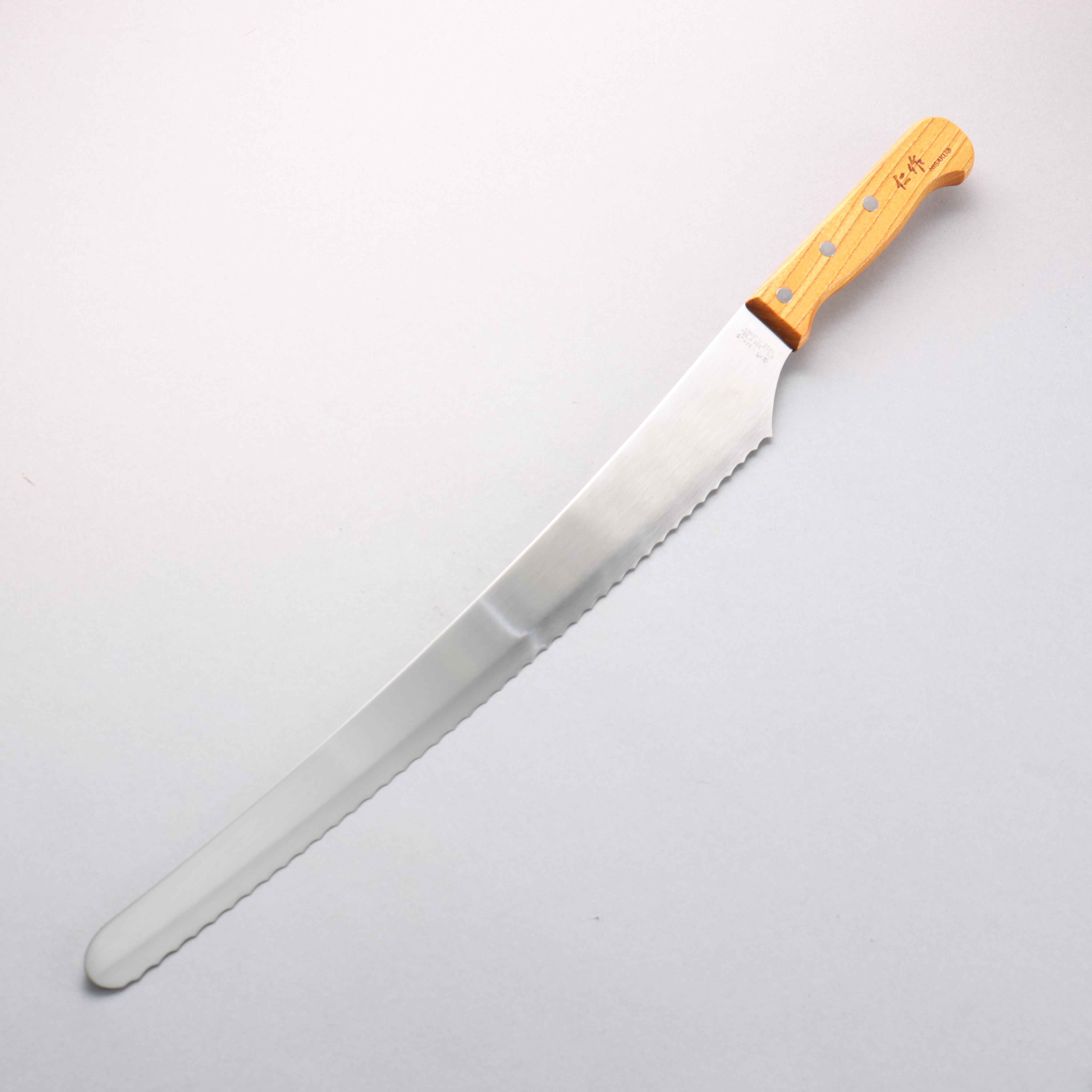 仁作 不鏽鋼 鋸齒麵包刀 360mm 天然木 握把 - 清助刃物