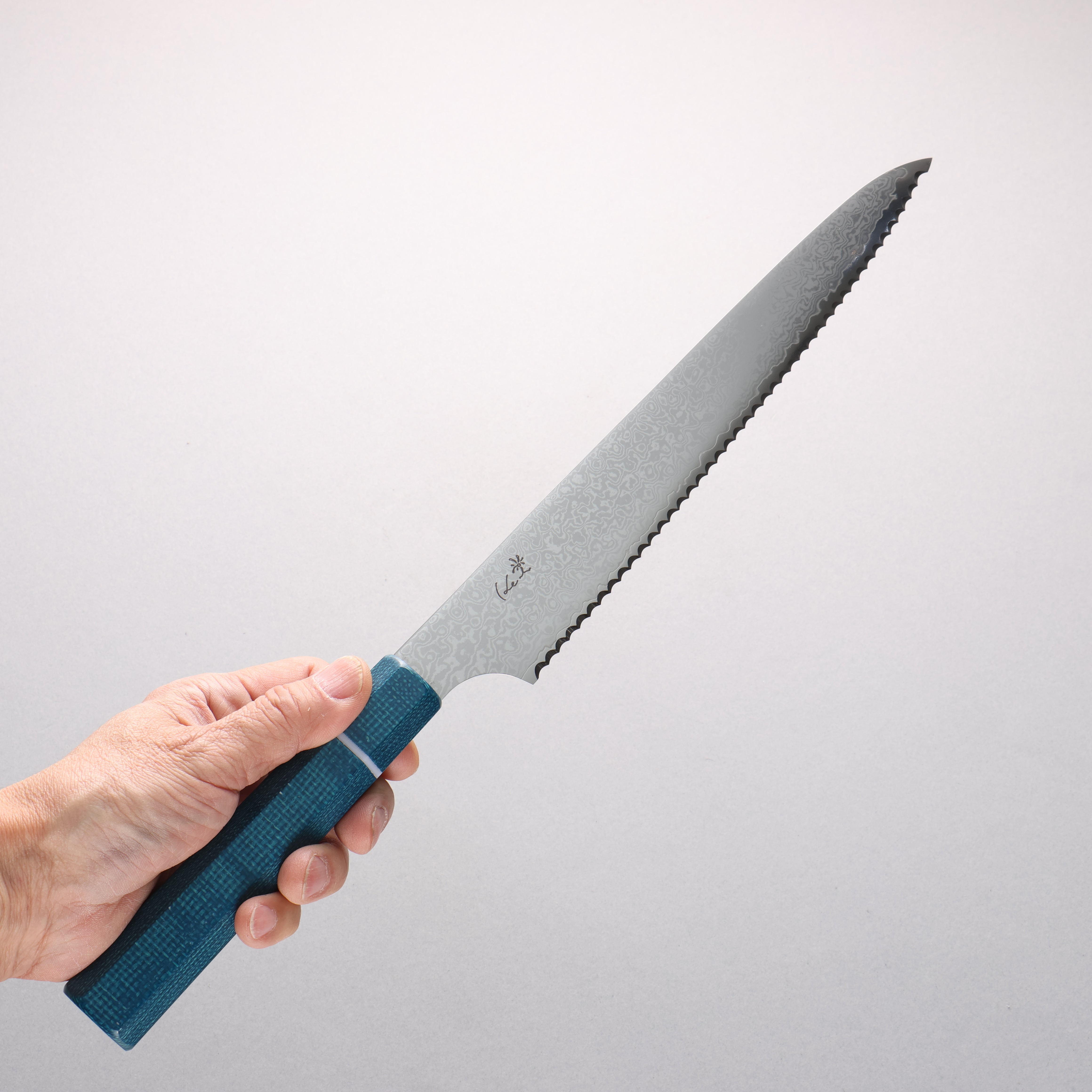 Kei VG10 大馬士革紋 麵包刀 240mm 青米卡塔（樹脂複合材料） 握把 - 清助刃物