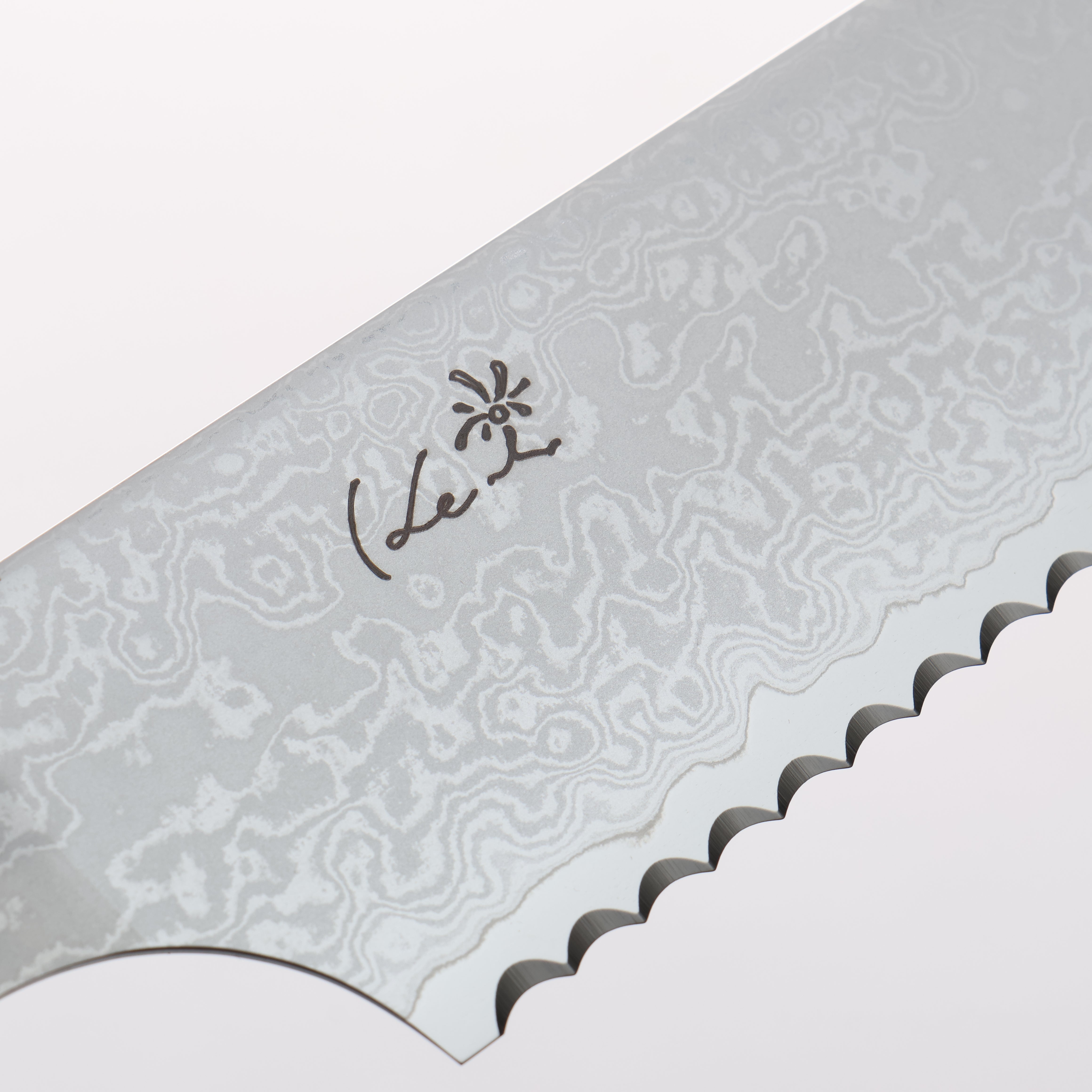 Kei VG10 大馬士革紋 麵包刀 240mm 棕色穩定木材 (銀環) 握把 - 清助刃物