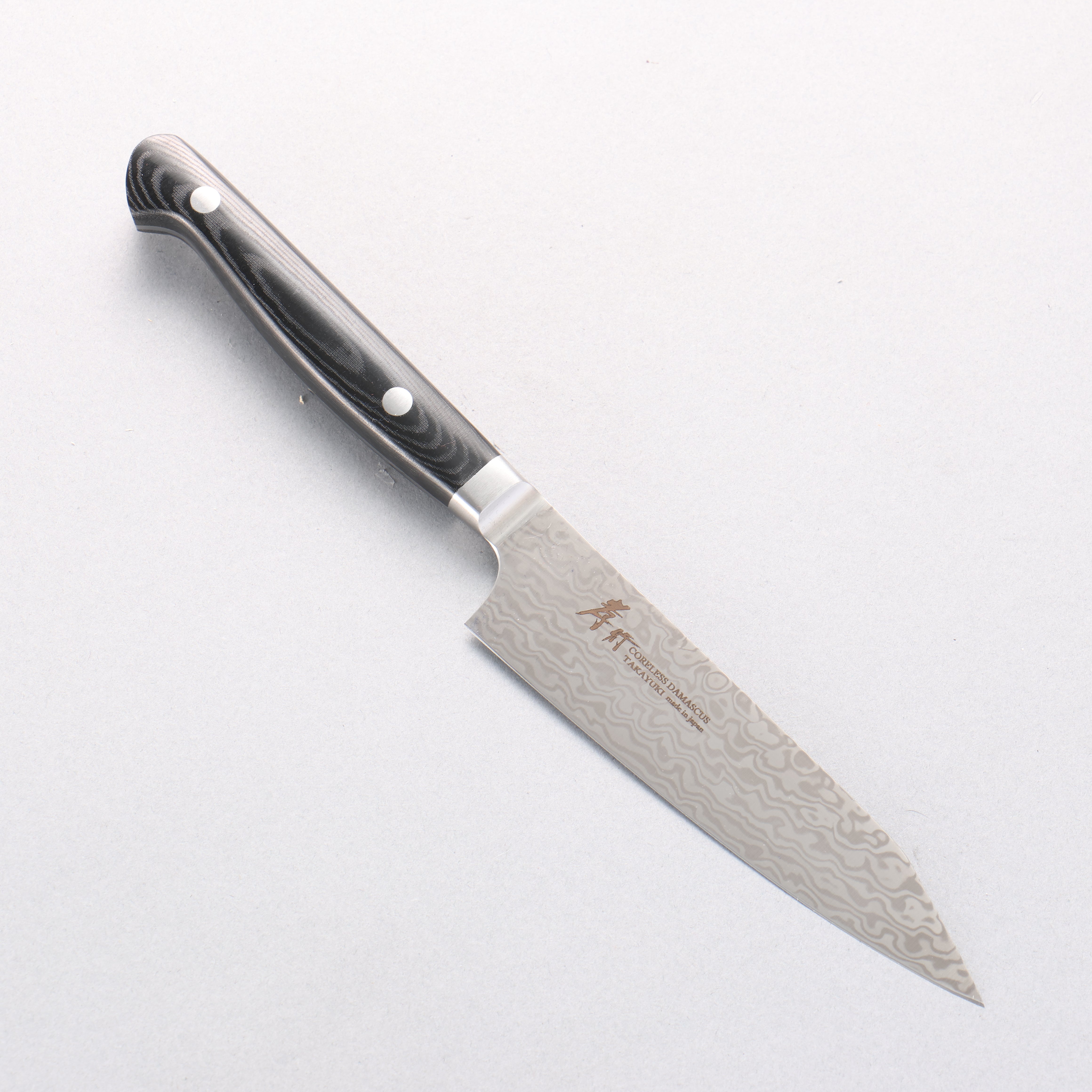 堺 孝行 無芯 大馬士革紋 多用途小刀 120mm 黑米卡塔（樹脂複合材料）握把 - 清助刃物