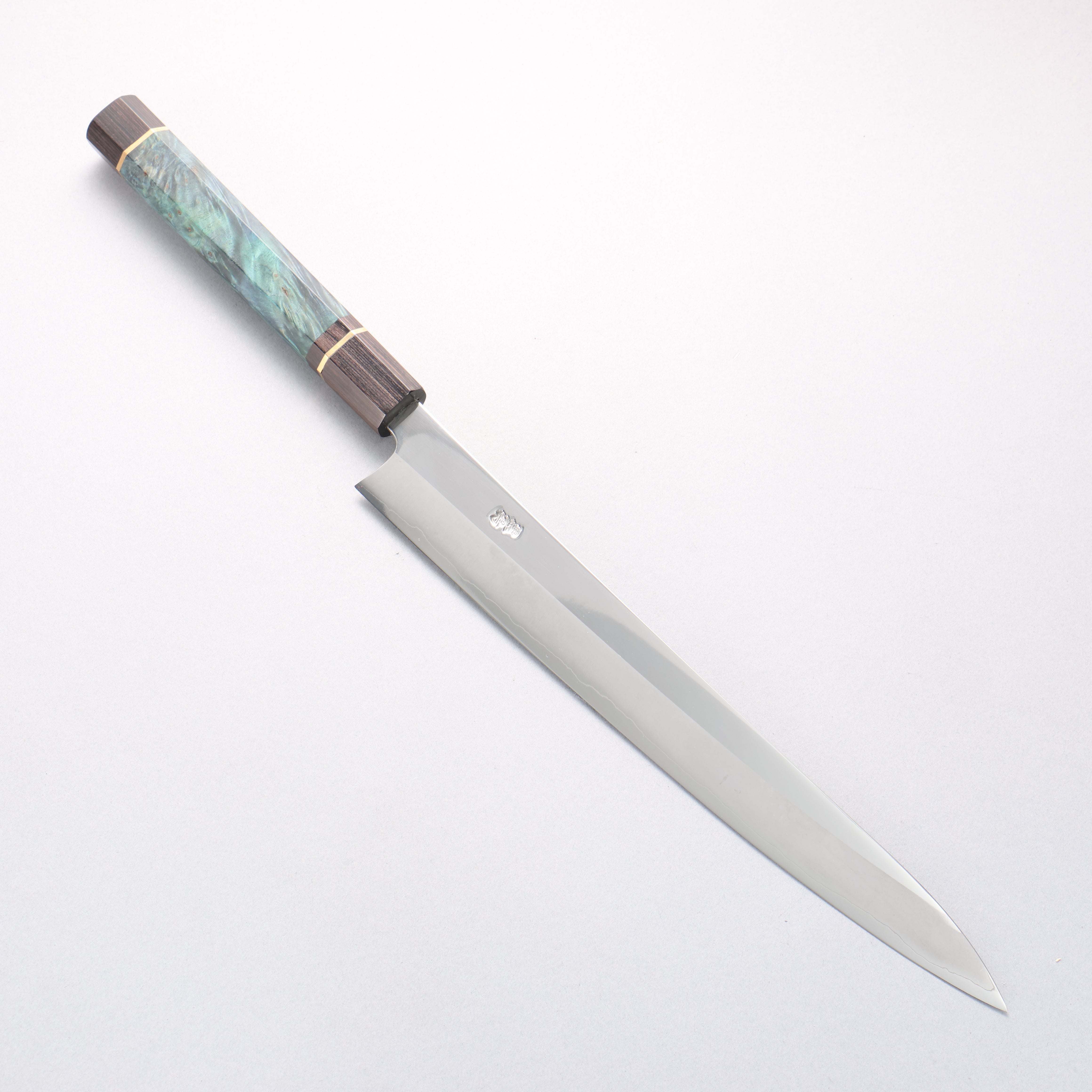 黑鳥 銀三鋼 打磨處理 柳刃 300mm 青色穩定木 握把 - 清助刃物