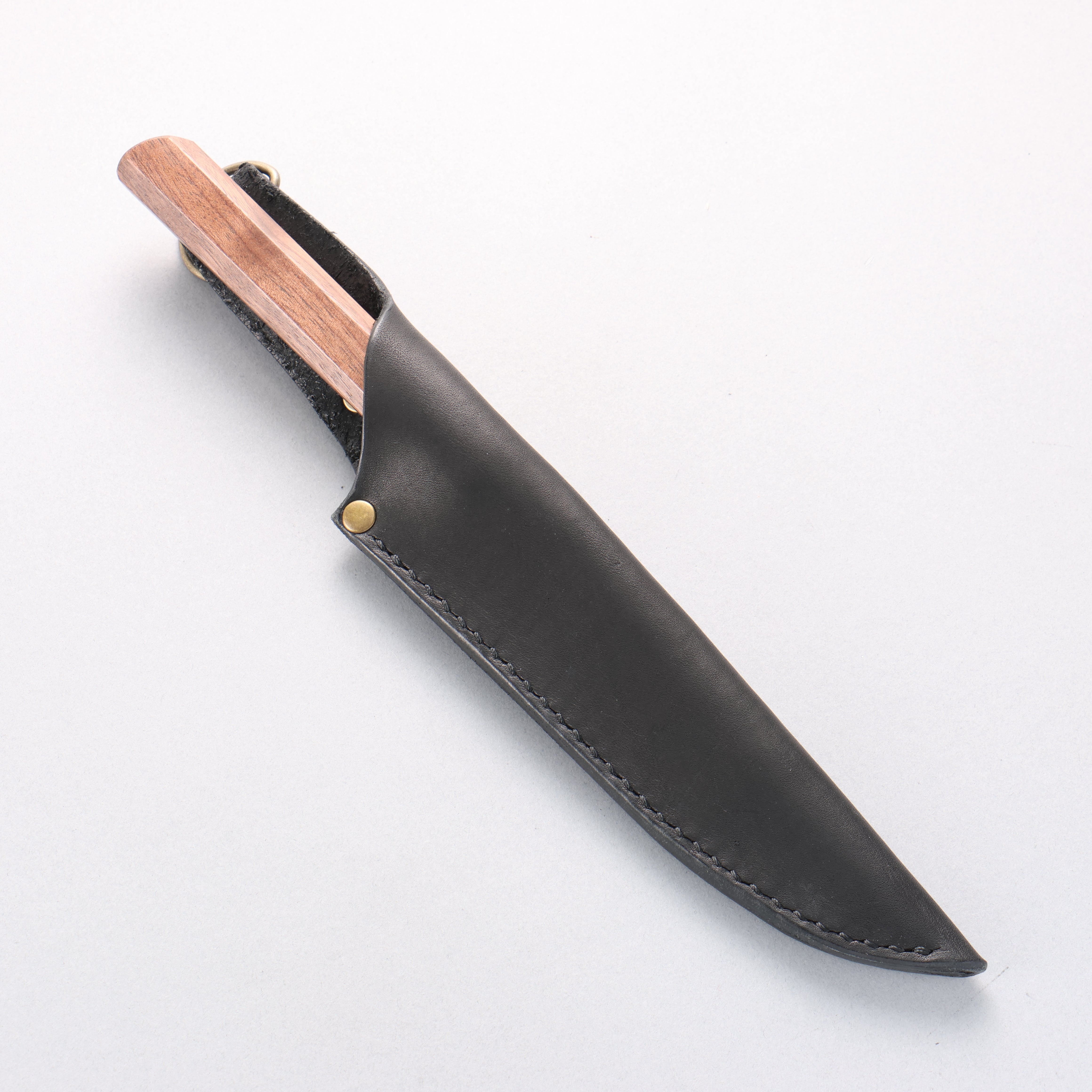 黑鳥 八角 銀三鋼 打磨處理 多用途小刀 150mm 核桃木 握把 附刀鞘 - 清助刃物