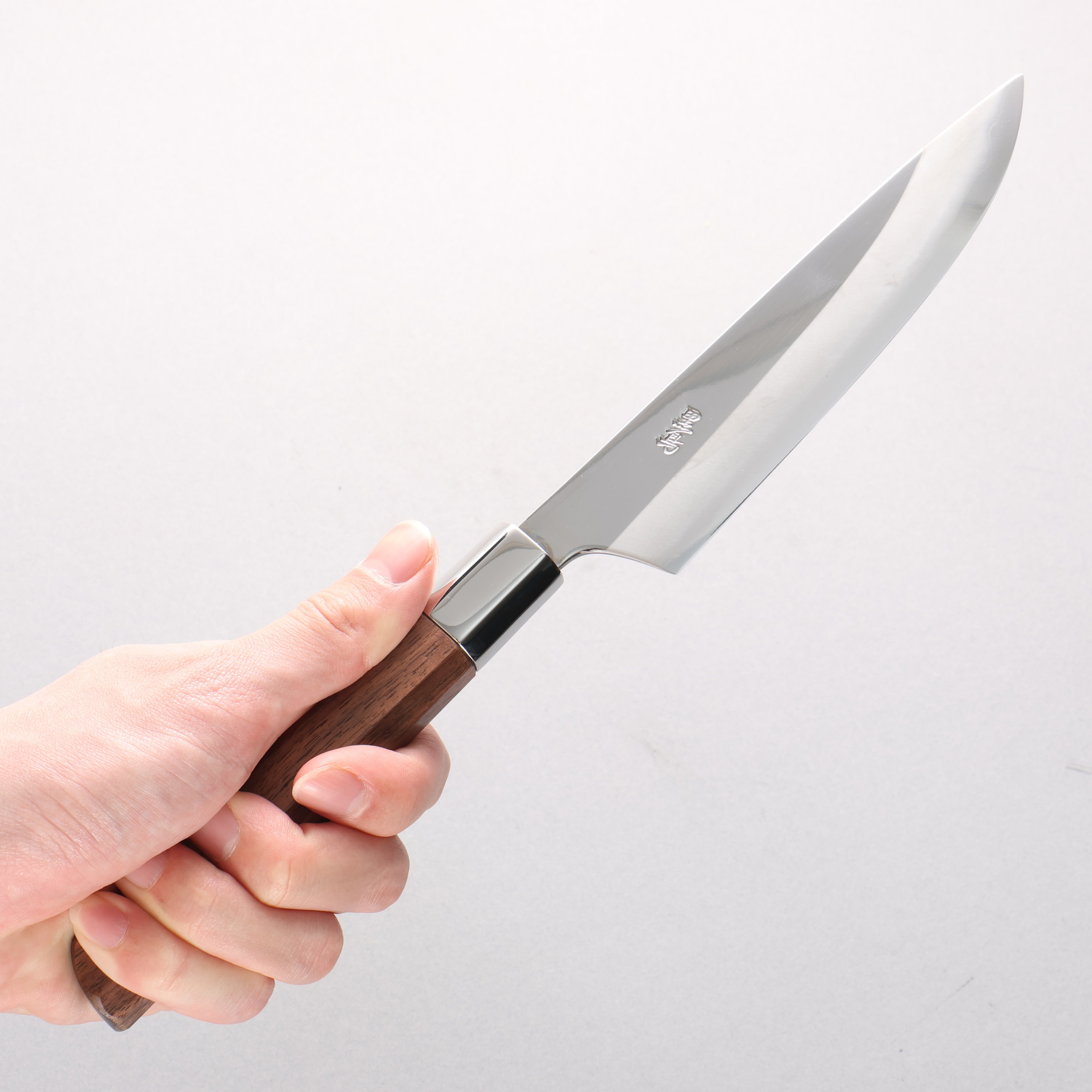 黑鳥 八角 銀三鋼 打磨處理 多用途小刀 150mm 核桃木 握把 附刀鞘 - 清助刃物